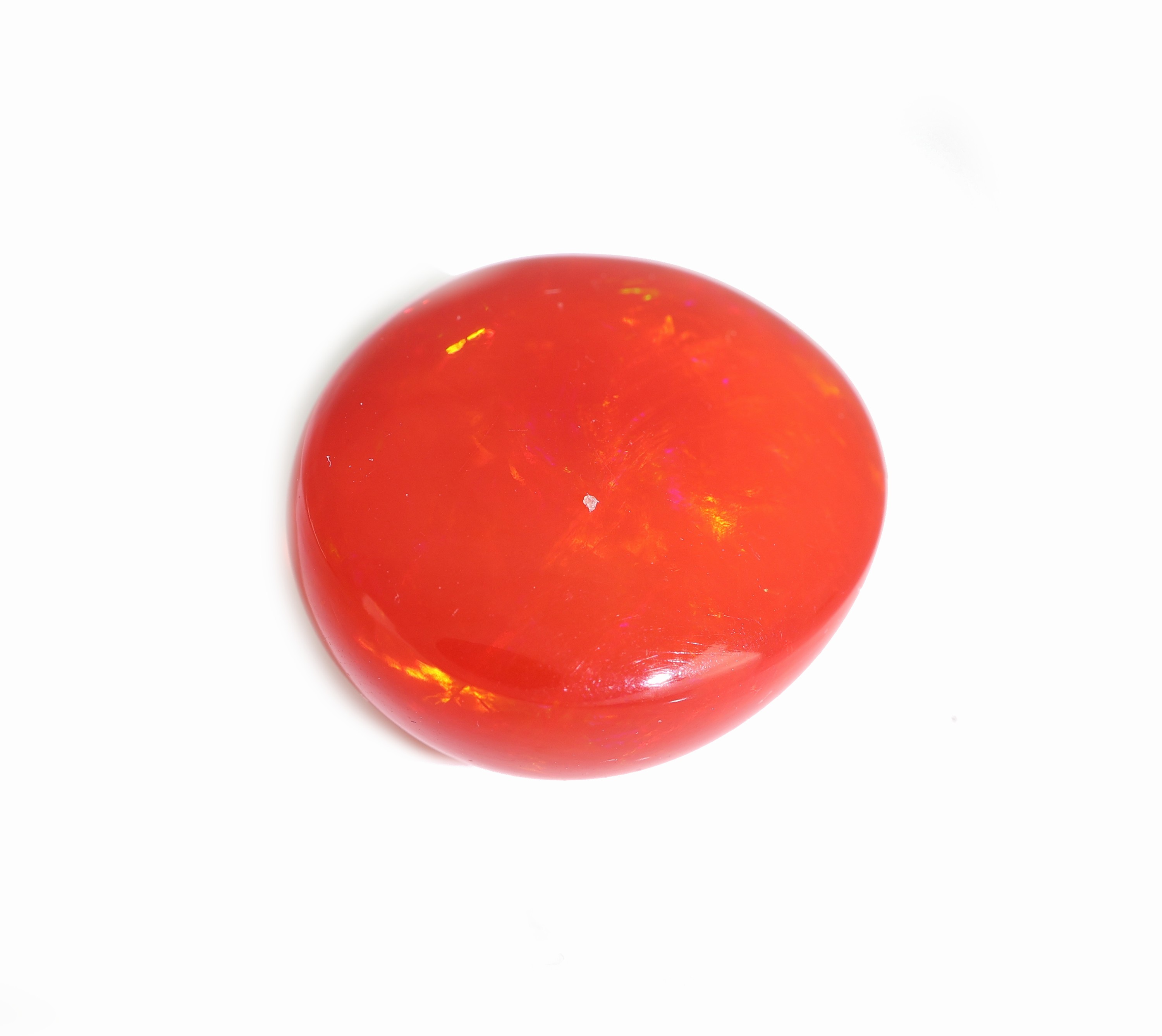 Detail a: Loser roter Opal ca. 15.8 ct, ovaler Cabochon, Red Multi Fire, ca. 18.7 x 15.9 x 11.1 mm
