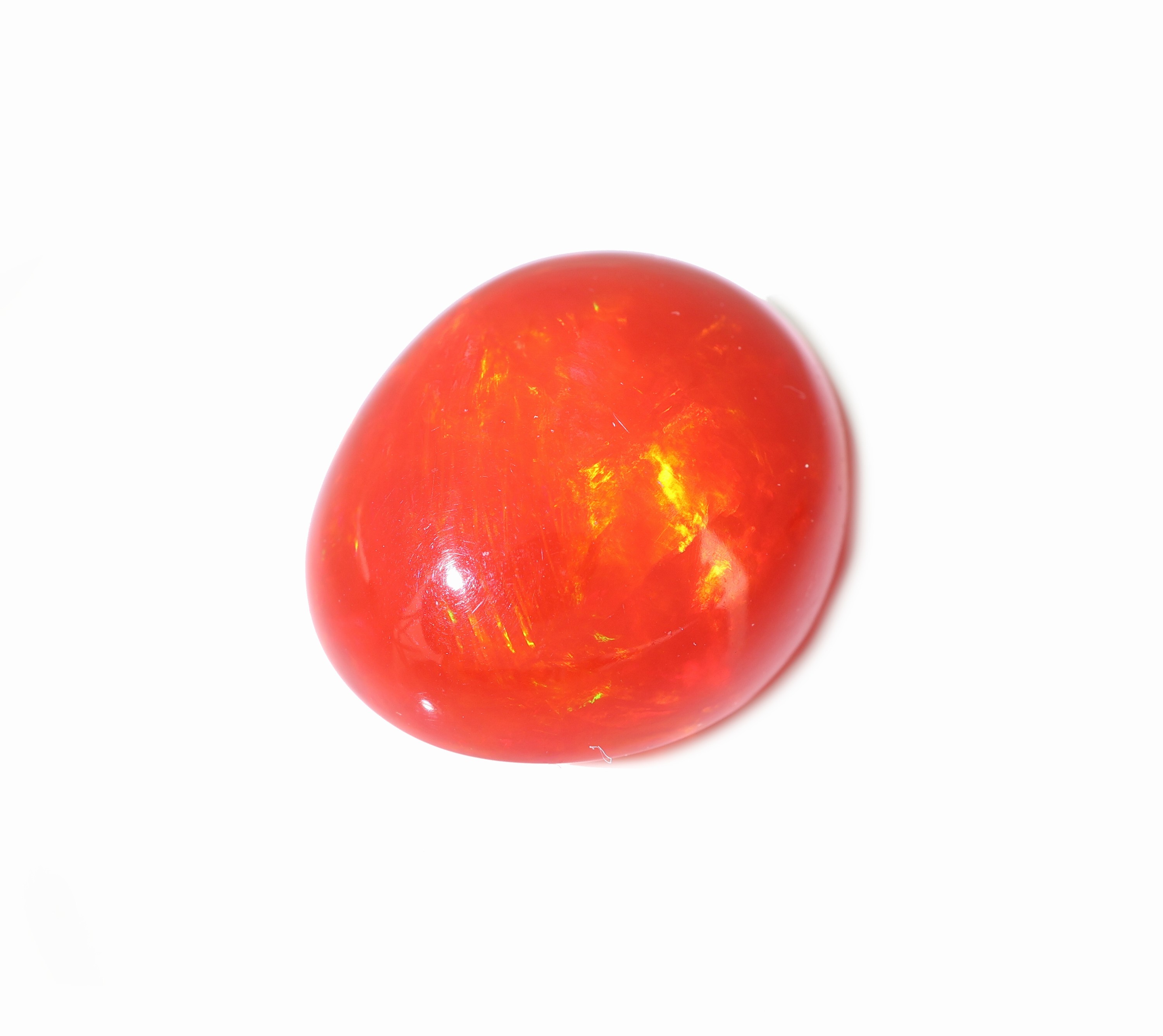 Detail b: Loser roter Opal ca. 15.8 ct, ovaler Cabochon, Red Multi Fire, ca. 18.7 x 15.9 x 11.1 mm