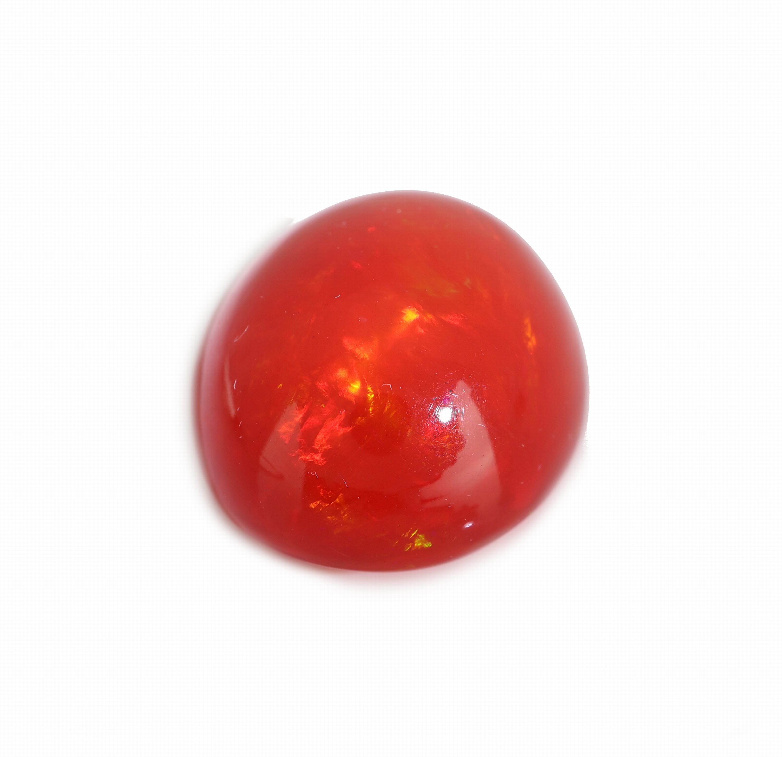 Detail c: Loser roter Opal ca. 15.8 ct, ovaler Cabochon, Red Multi Fire, ca. 18.7 x 15.9 x 11.1 mm