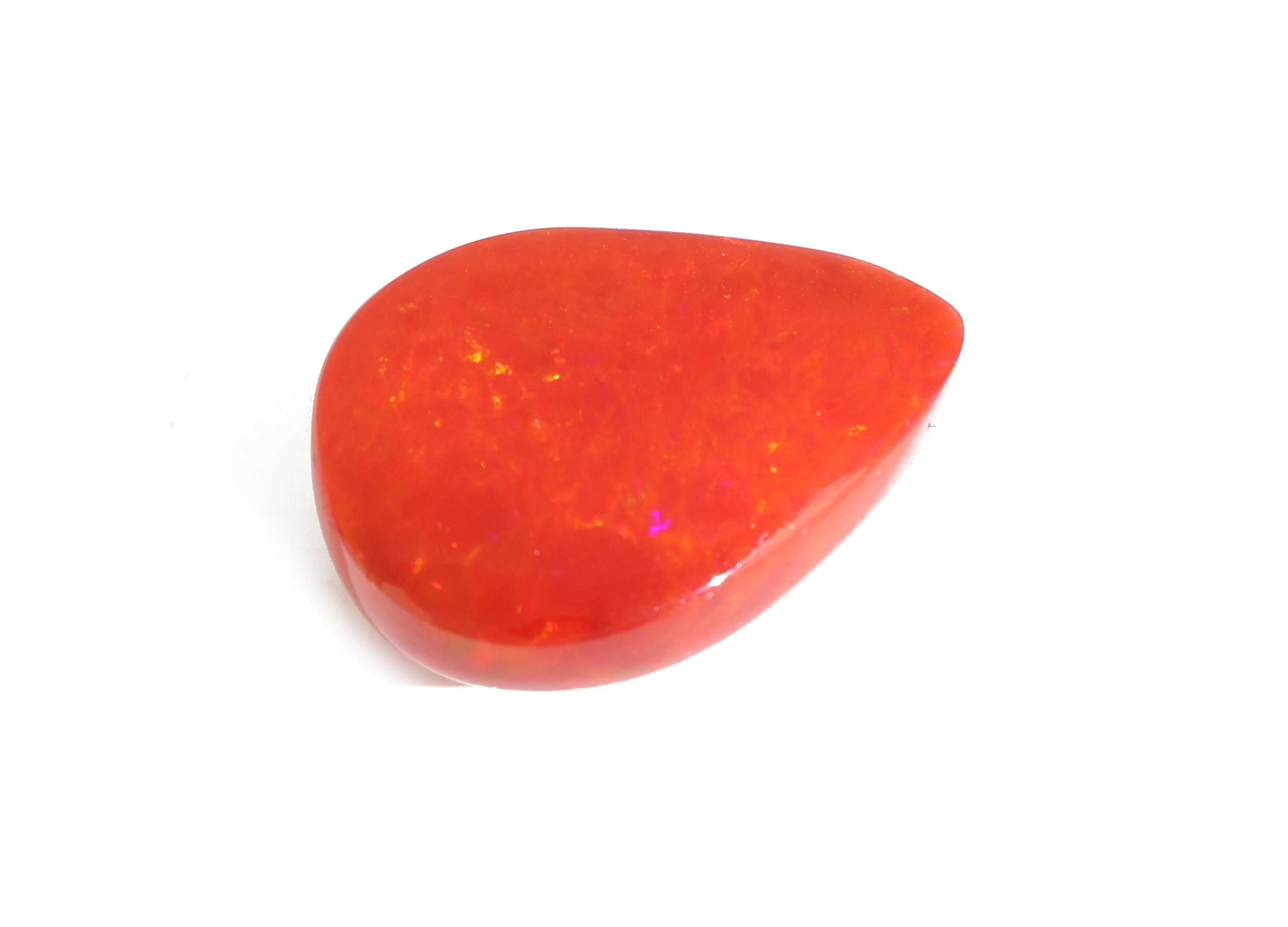 Detail b: Loser roter Opal ca. 10.7 ct, tropfenförmiger Cabochon, Red Multi Fire, ca. 19.3 x 13.5 x 9.0 mm