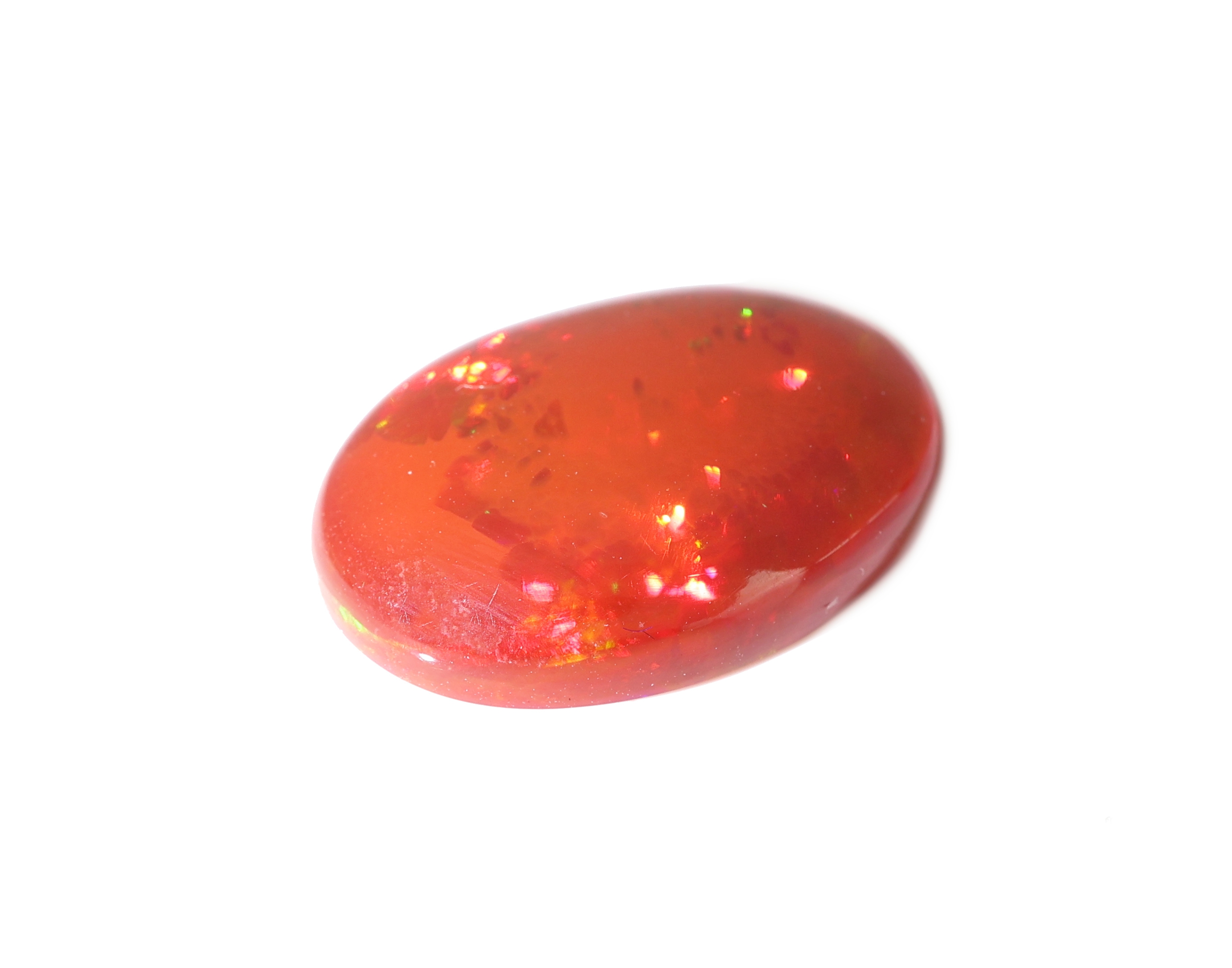 Detail c: Loser roter Opal ca. 7.9 ct, ovaler Cabochon, Red Multi Fire, ca. 19.9 x 14.6 x 5.2 mm