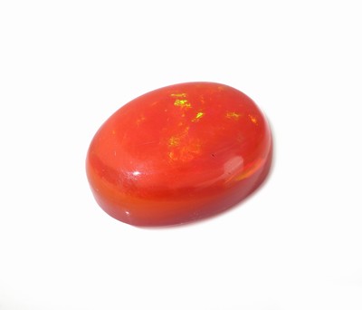 27014347a - Loser roter Opal ca. 16.1 ct, ovaler Cabochon, Red Multi Fire, ca. 19.6 x 15.4 x 9.6 mm ...