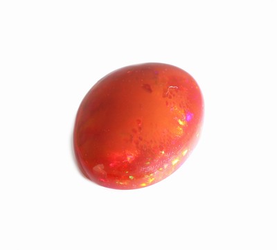 27014356b - Loser roter Opal ca. 7.9 ct, ovaler Cabochon, Red Multi Fire, ca. 19.9 x 14.6 x 5.2 mm ...