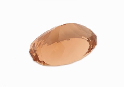 27014398b - Loser Imperial Topas ca. 116.6 ct, oval- facett., Light Reddish Orange, ca. 34.7 x ...