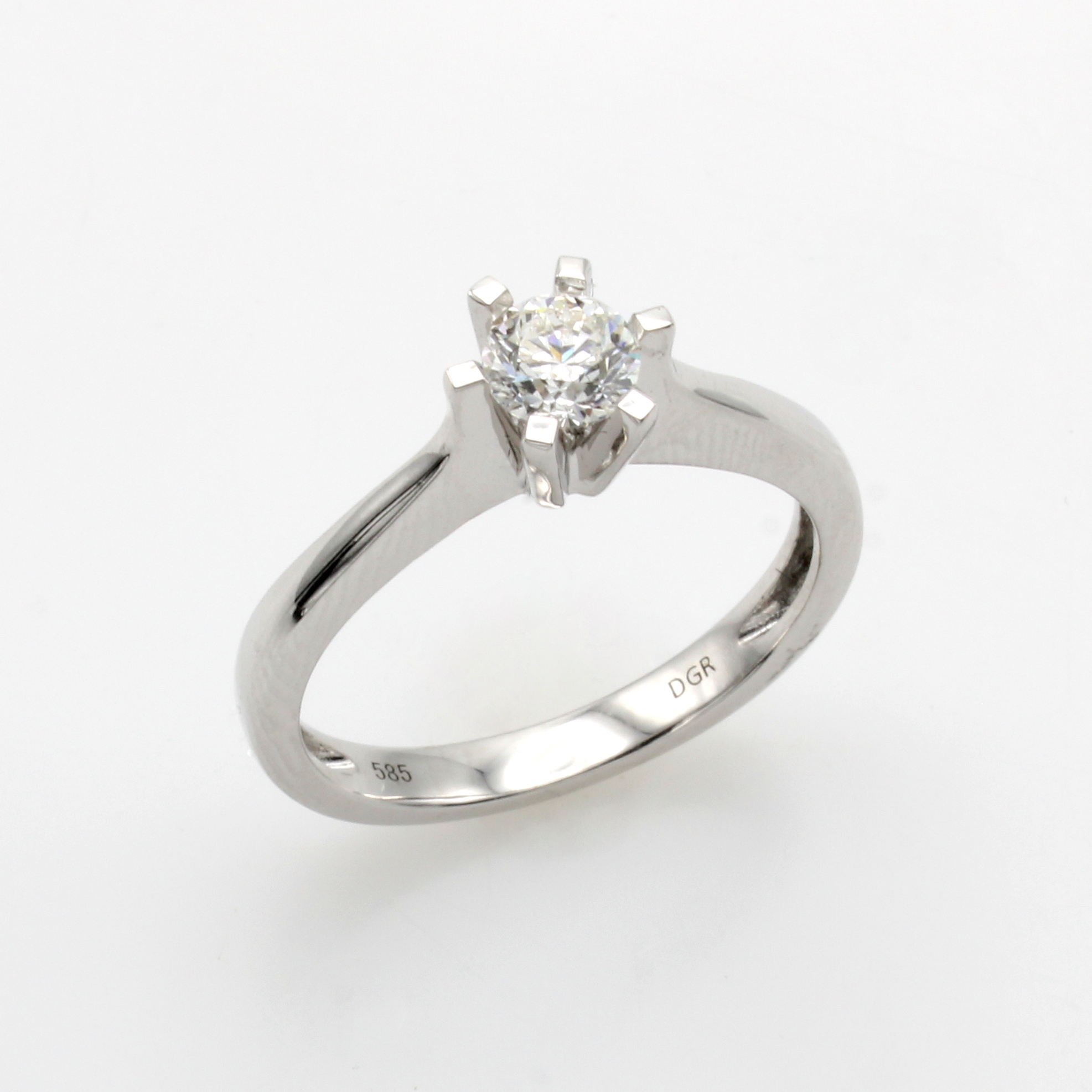 Image 27014486 - Ring mit Brillantsolitär, WG 585/000, Brill.in breiter Krappenfassung ca. 0.40 ct ...