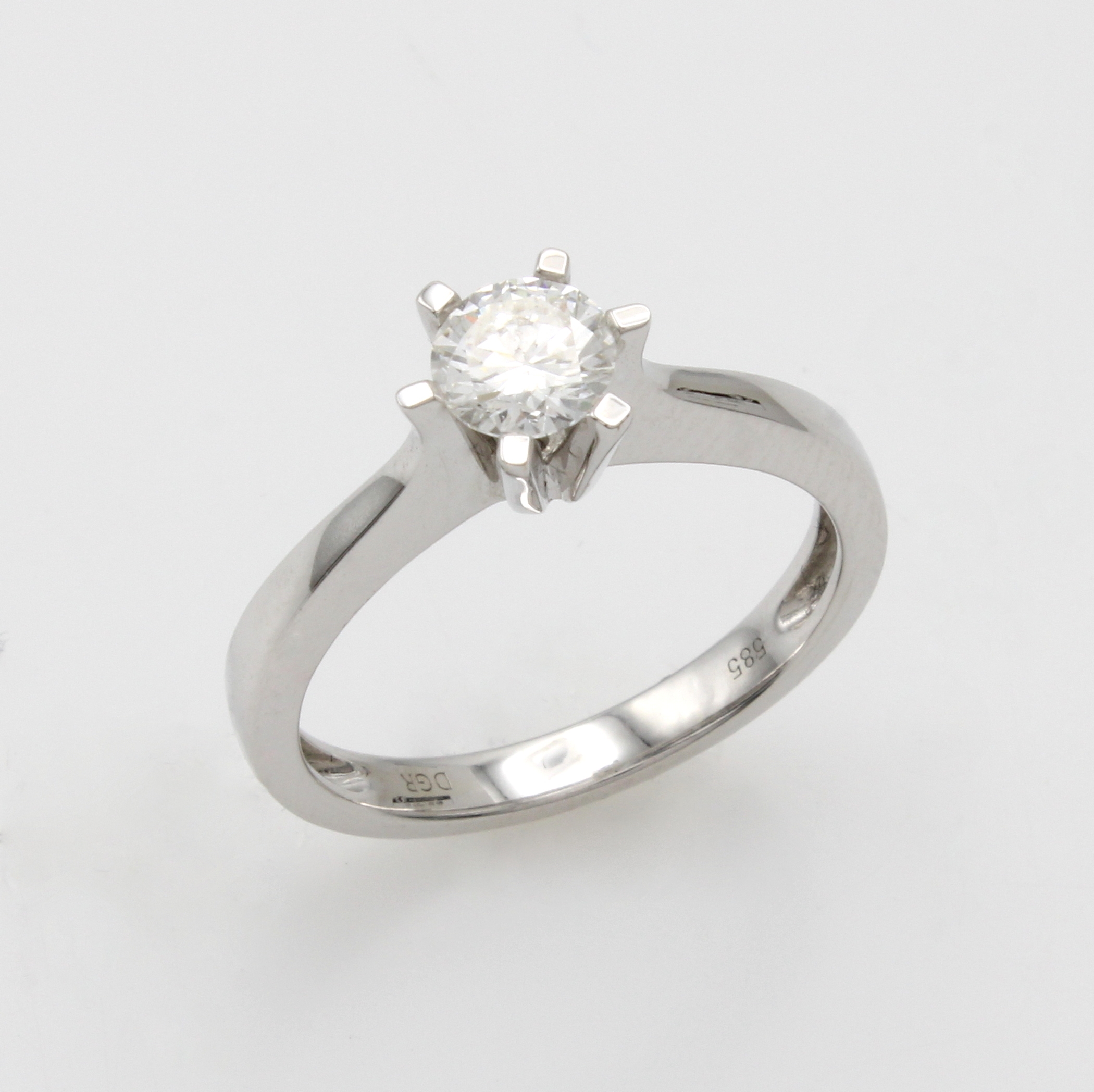 Image 27014490 - Ring mit Brillantsolitär, WG 585/000, Brill.in breiter Krappenfassung ca. 0.50 ct ...