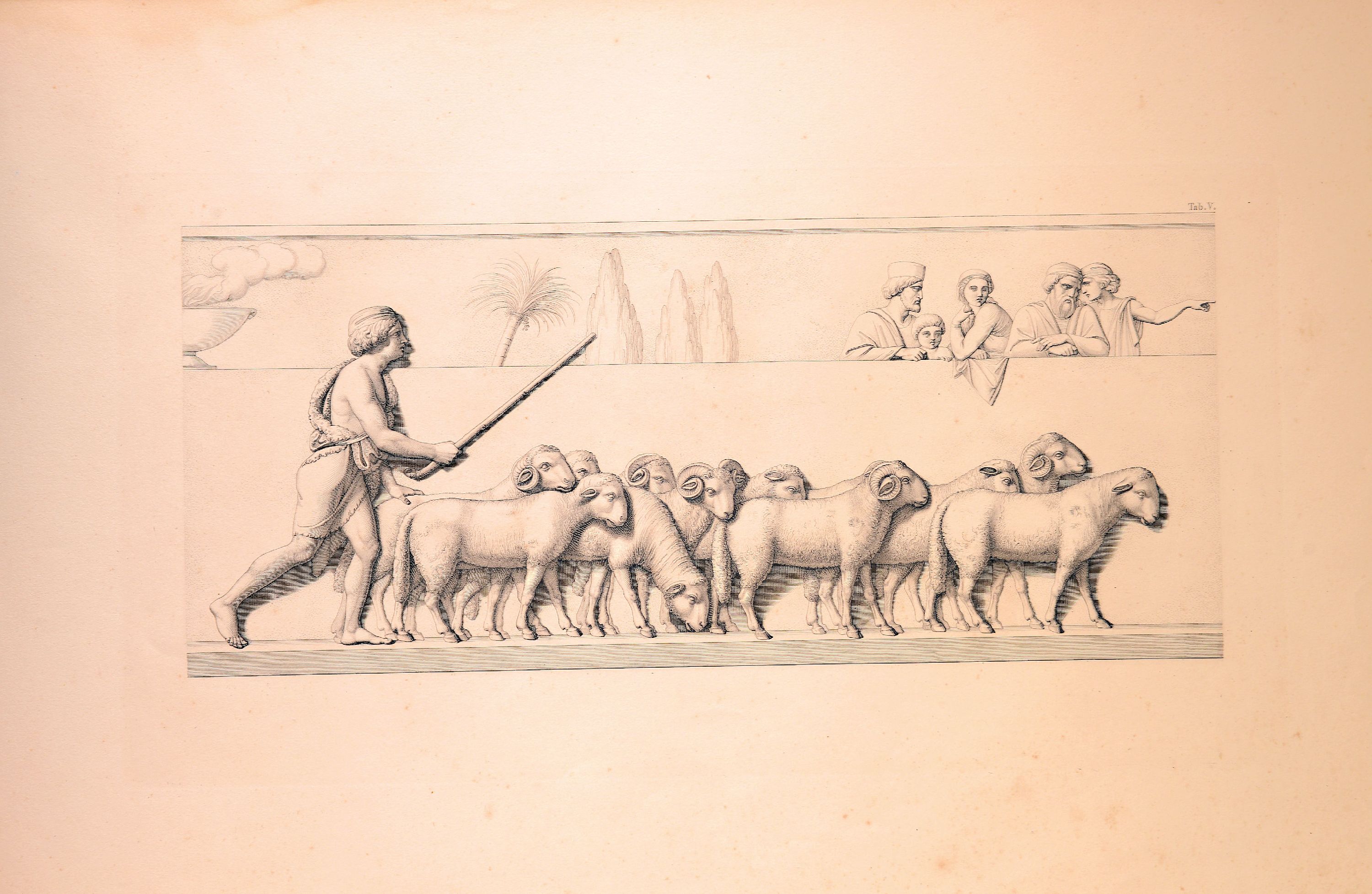 Detail a: Bertel Thorvaldsen (1770-1844): Alexander des Grossen Einzug in Babylon, München, Literarisch-artistische Anstalt 1835, gr.4°, OHld. lädiert, Nach ...