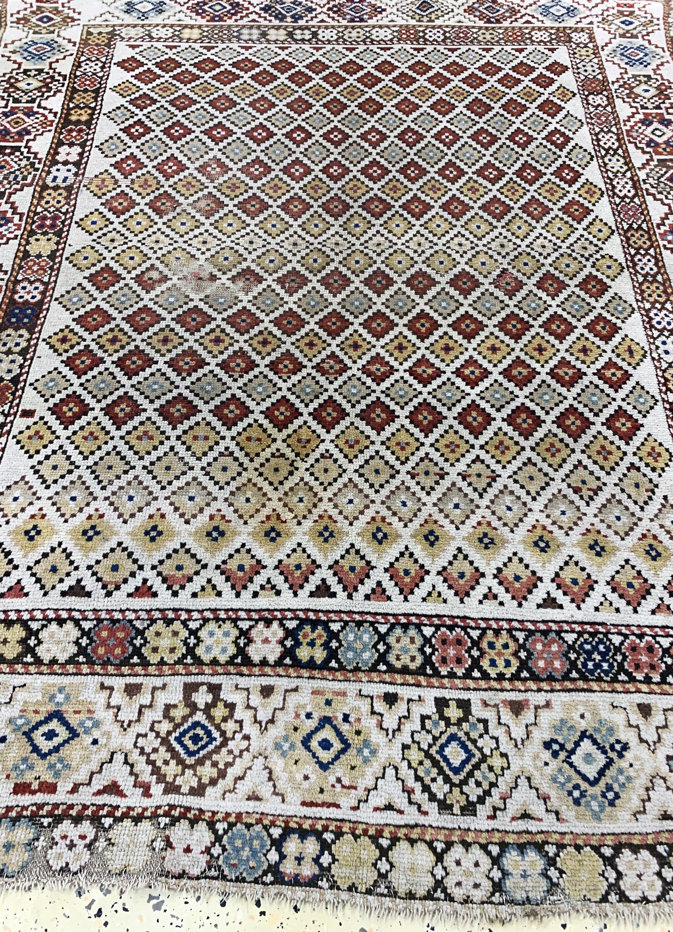 Detail d: Antiker Kazak, Kaukasus, 19.Jhd, Wolle auf Wolle, ca. 167 x 146 cm, EHZ: 4