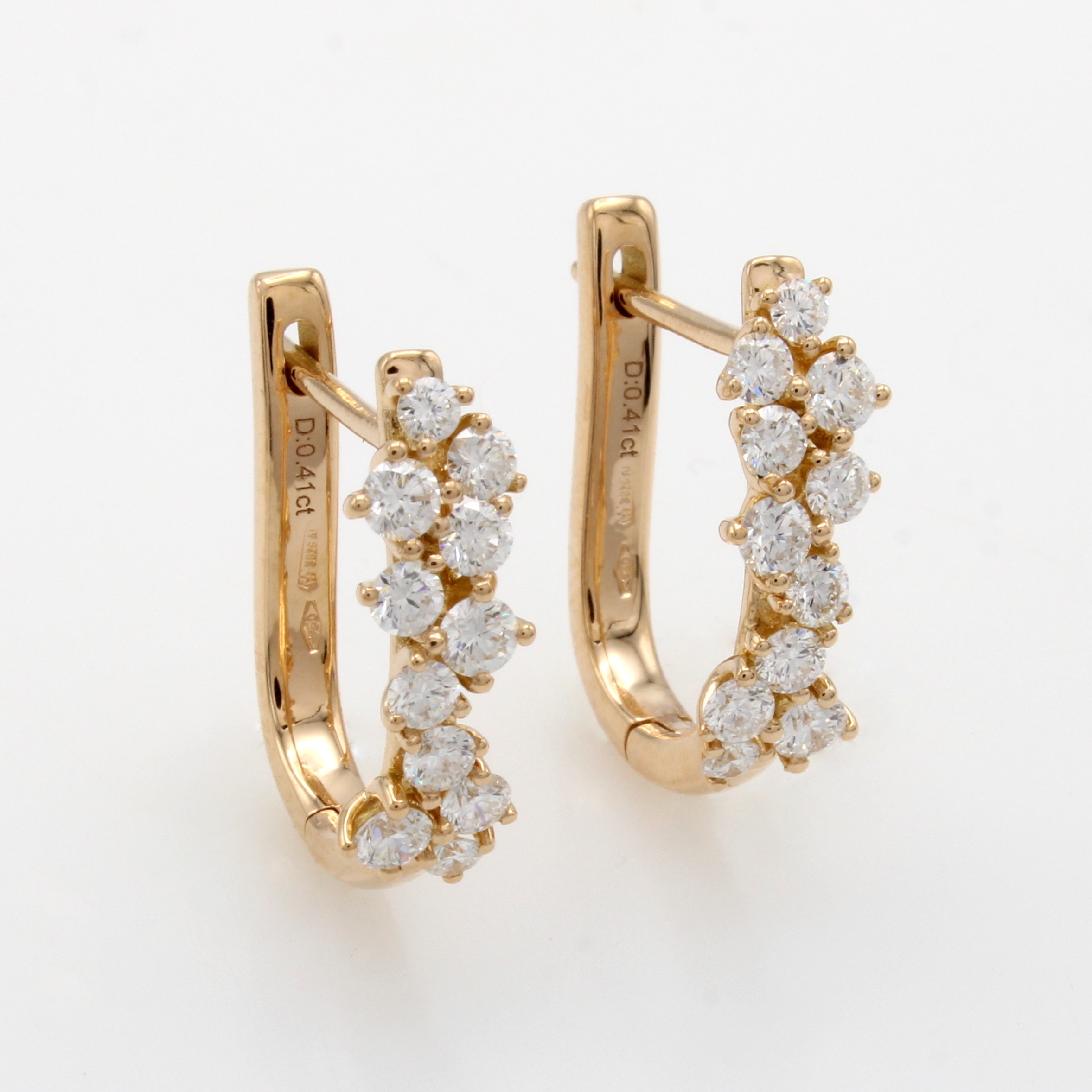 Image 27014940 - Paar Klappcreolen mit Brillanten, RG 750/000, längliche Form, 22 Brill. zus. ca. 0.83 ...