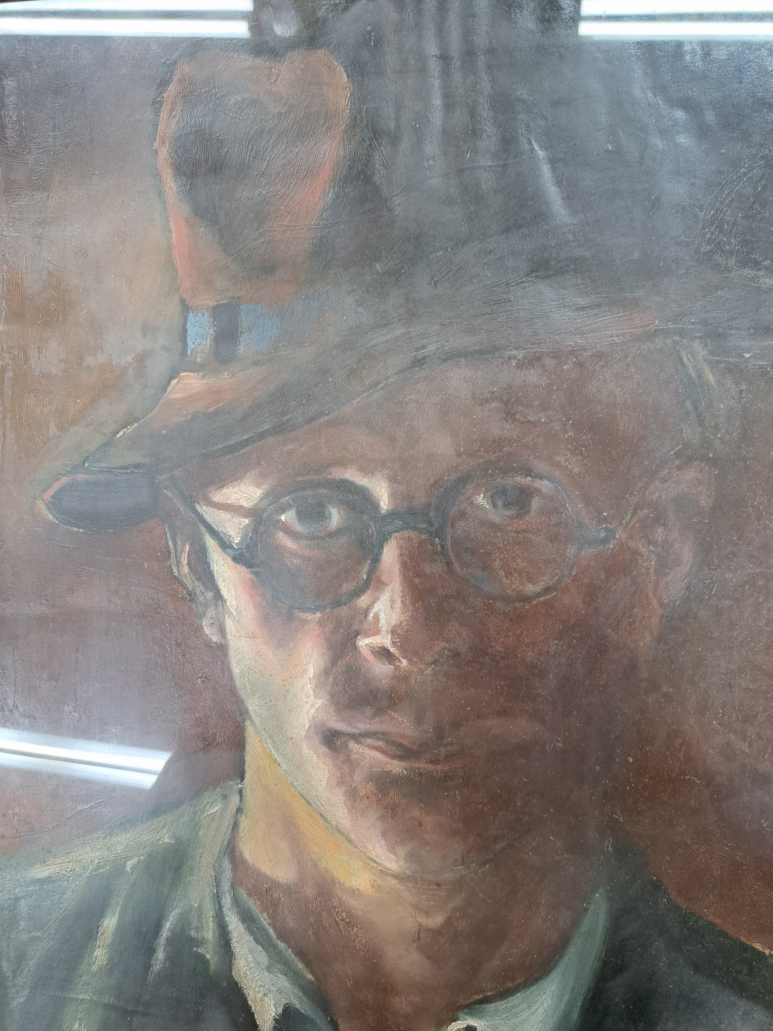 Detail a: Hans Joachim Gestering, 1911 Wunsiedel - 1992 Forstel im Odenwald, Selbstporträt, Öl/Pappe, signiert, bez. und dat. 1937, ca. 47 x 36 cm, unter ...