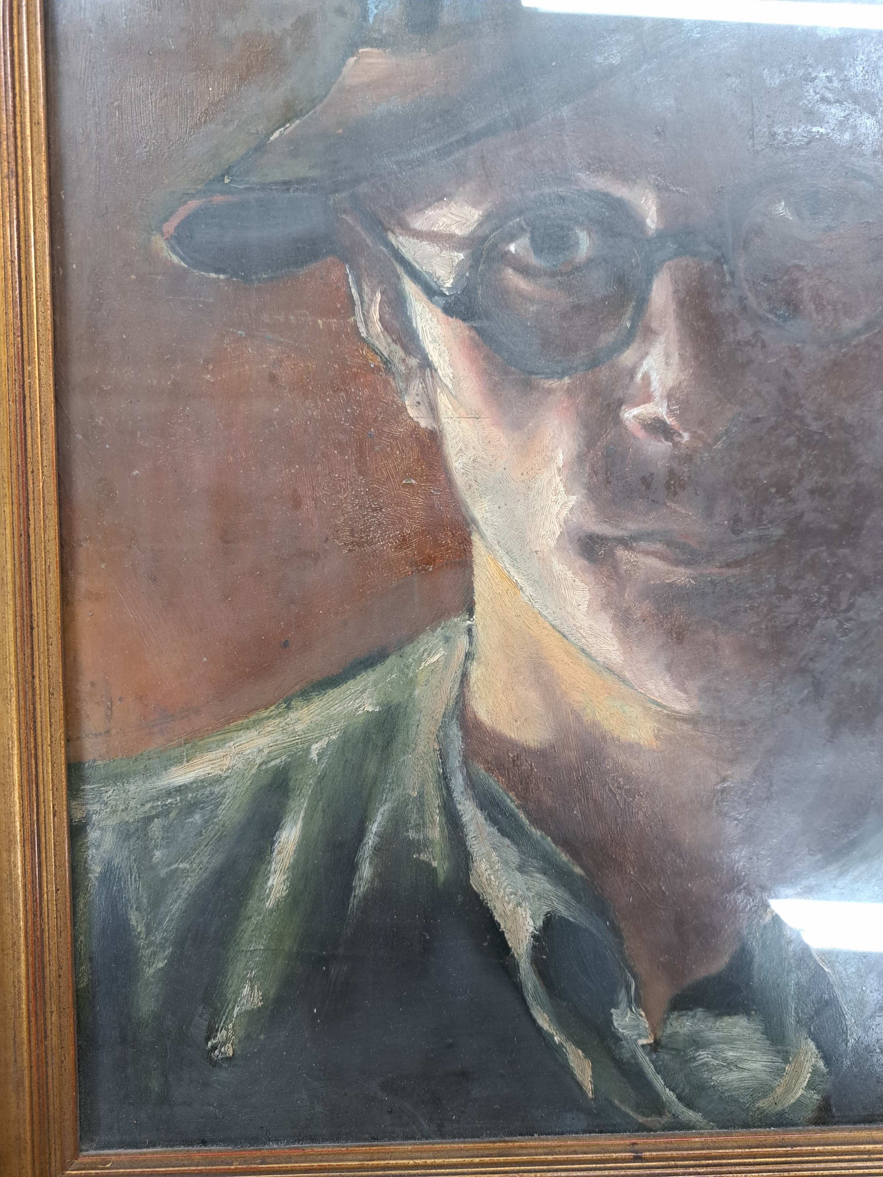 Detail b: Hans Joachim Gestering, 1911 Wunsiedel - 1992 Forstel im Odenwald, Selbstporträt, Öl/Pappe, signiert, bez. und dat. 1937, ca. 47 x 36 cm, unter ...