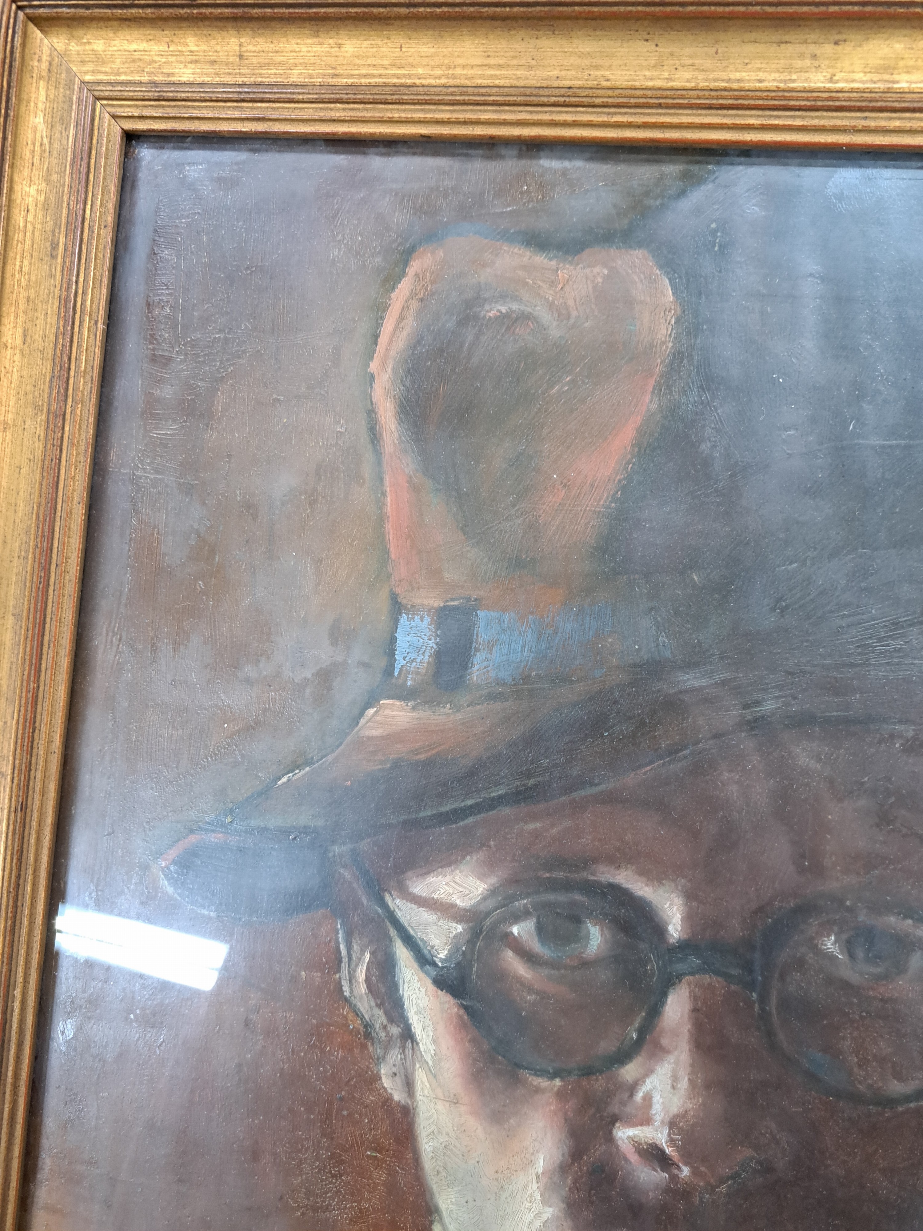 Detail c: Hans Joachim Gestering, 1911 Wunsiedel - 1992 Forstel im Odenwald, Selbstporträt, Öl/Pappe, signiert, bez. und dat. 1937, ca. 47 x 36 cm, unter ...