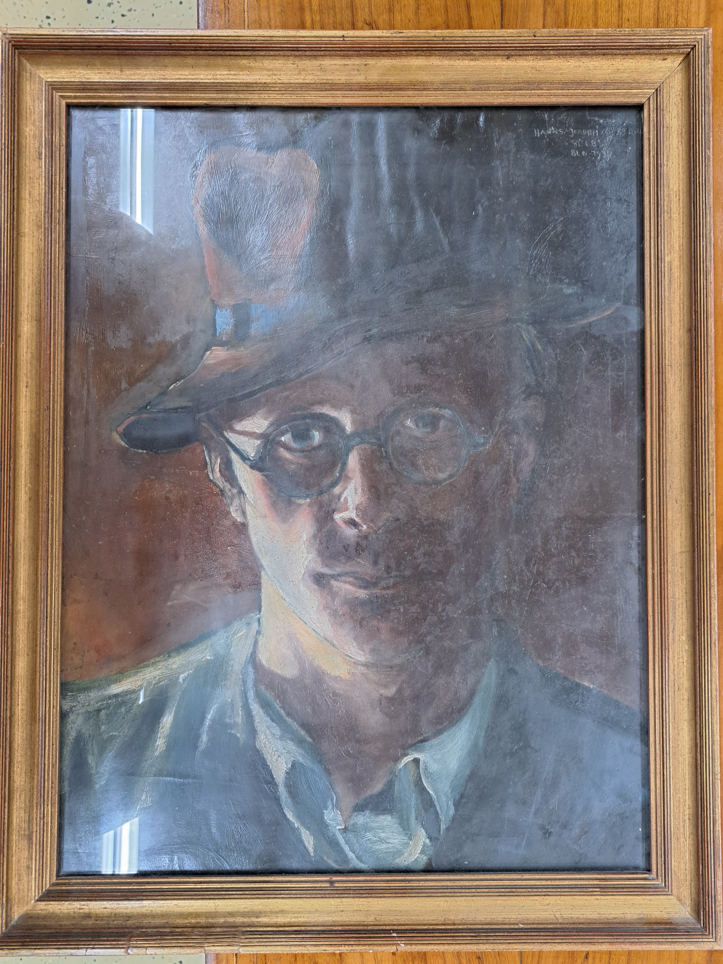 Detail e: Hans Joachim Gestering, 1911 Wunsiedel - 1992 Forstel im Odenwald, Selbstporträt, Öl/Pappe, signiert, bez. und dat. 1937, ca. 47 x 36 cm, unter ...