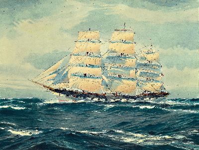 Image C. Voerde, sailing ship on stormy lake, Gouache, on paper, right below signed, approx. 44 ...