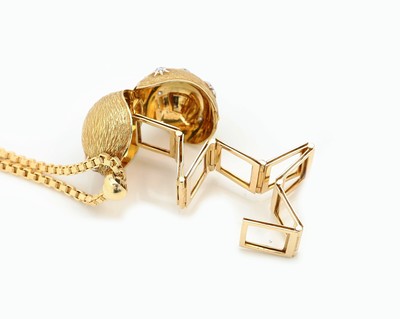 27016500b - 18 kt Gold Brillant-Anhänger, GG/WG 750/000, Kugel fein strukt., 7 in WG- ...