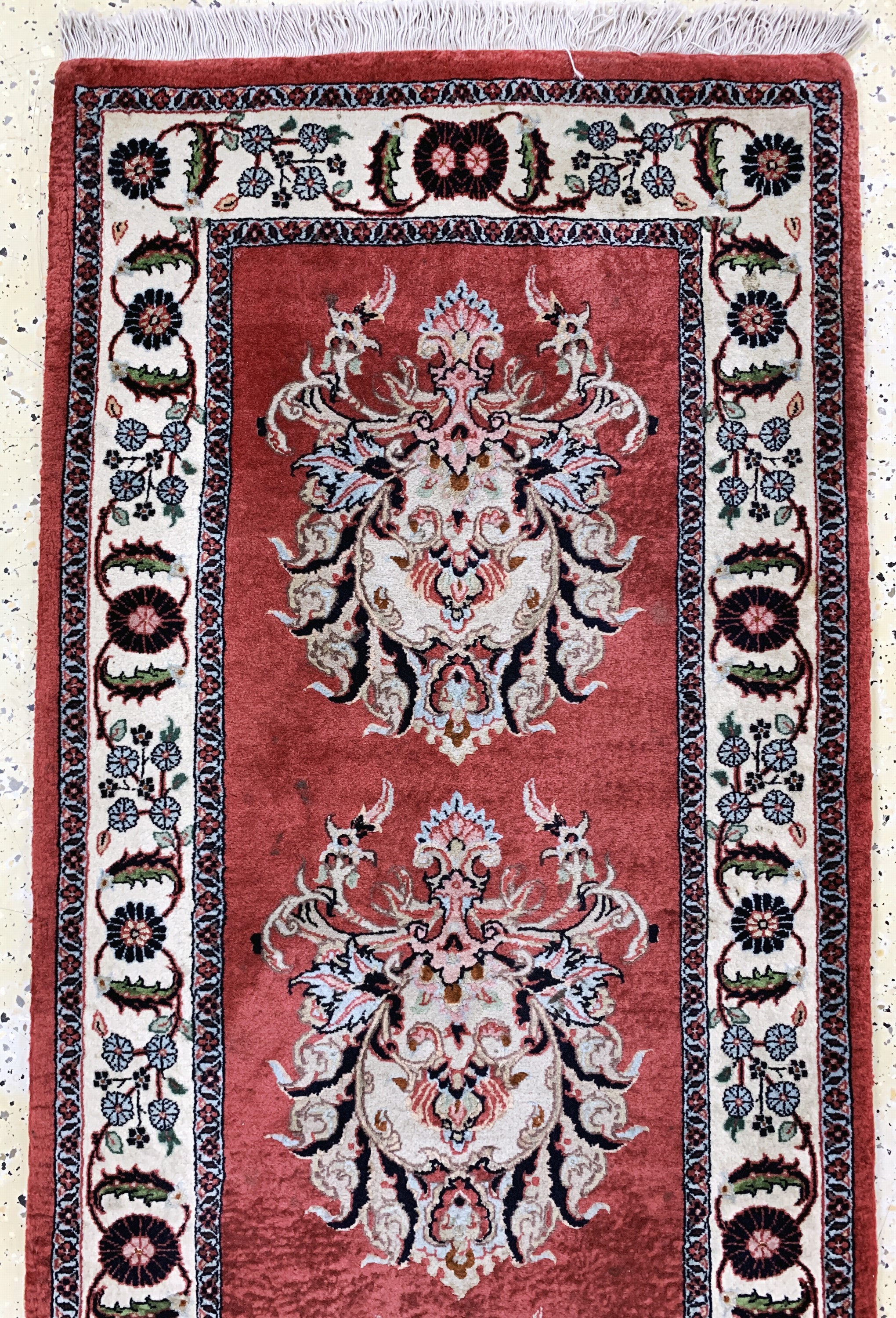 Detail a: Bidjar Sehr fein, Persien, Ende 20.Jhd, Korkwolle mit Seide, ca. 385 x 70 cm, Reinigungsbedürftig, EHZ: 2