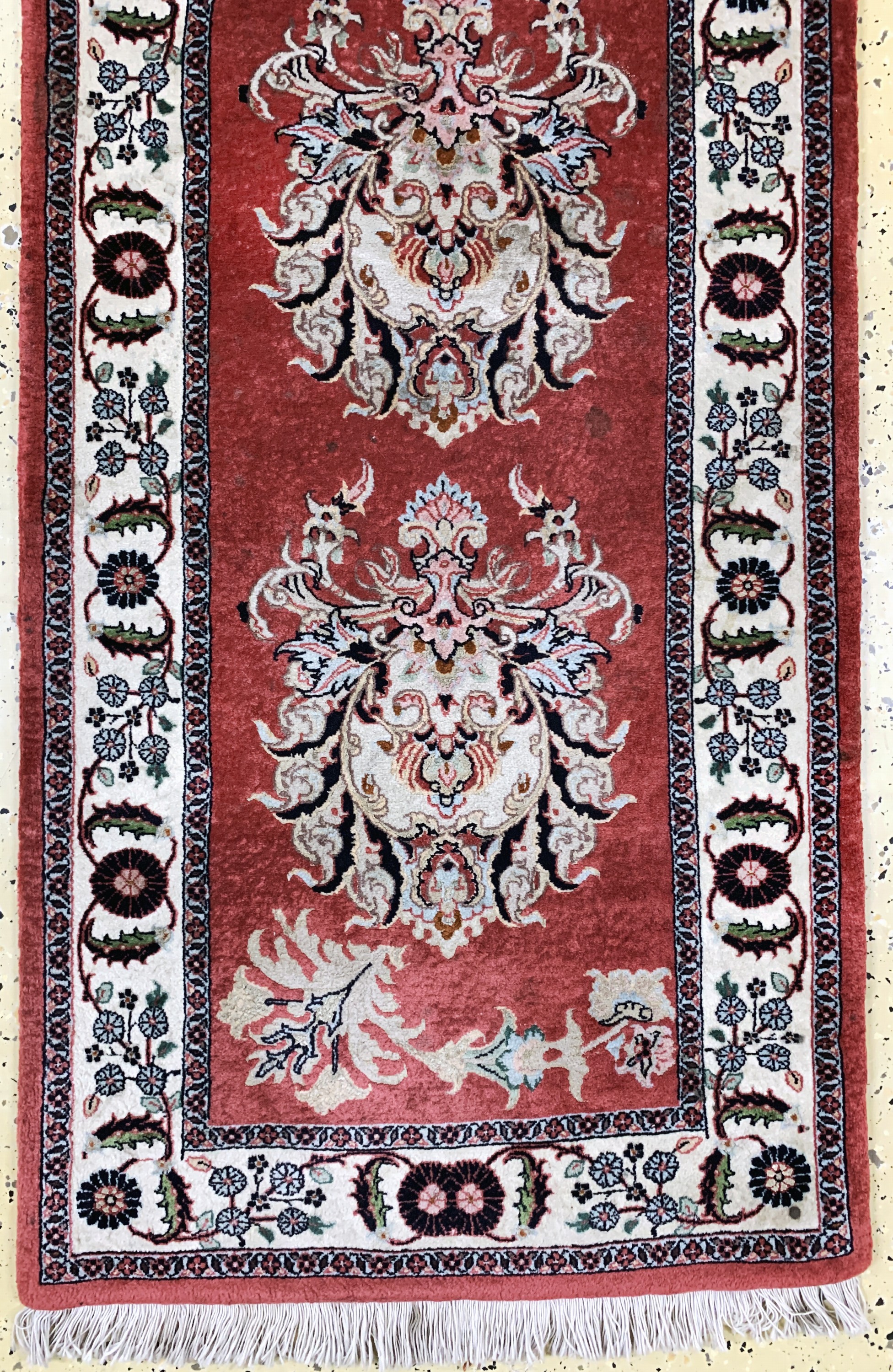 Detail d: Bidjar Sehr fein, Persien, Ende 20.Jhd, Korkwolle mit Seide, ca. 385 x 70 cm, Reinigungsbedürftig, EHZ: 2