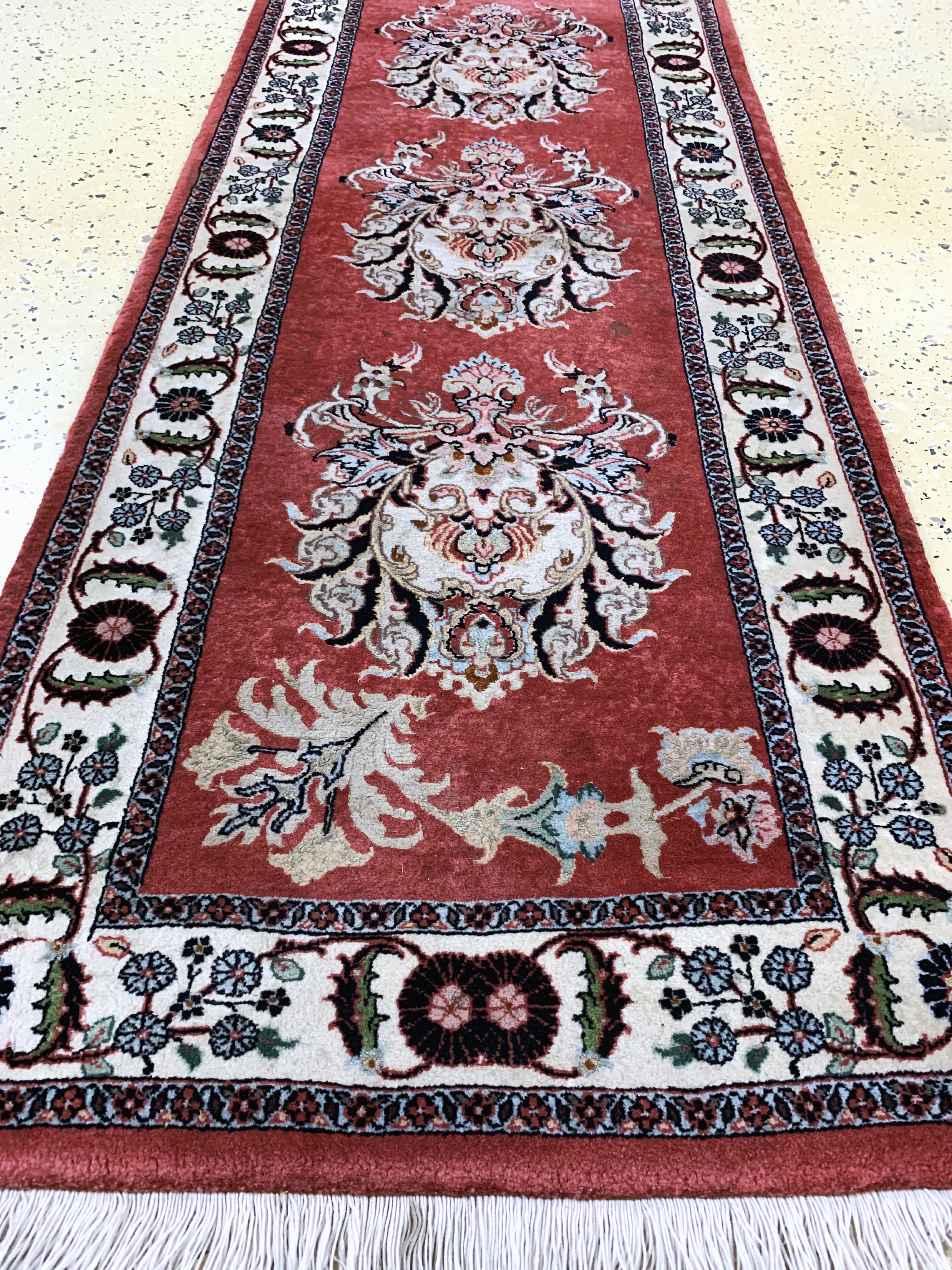 Detail f: Bidjar Sehr fein, Persien, Ende 20.Jhd, Korkwolle mit Seide, ca. 385 x 70 cm, Reinigungsbedürftig, EHZ: 2