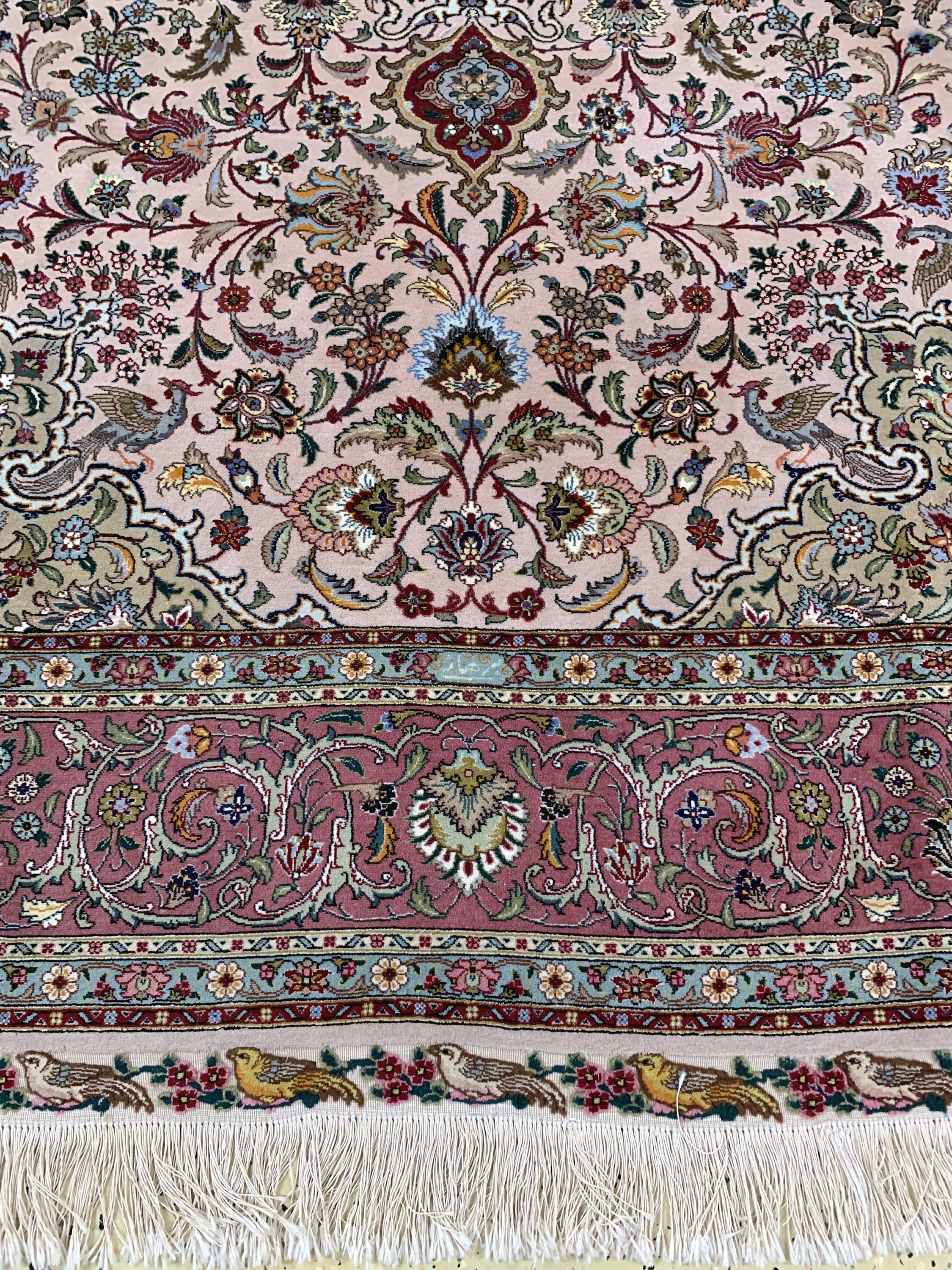 Detail b: Täbriz fein(50 Raj), Persien, Mitte 20.Jhd,Korkwolle mit Seide, ca. 307 x 202 cm, ca. 500.000 Kn/qm, EHZ: 2