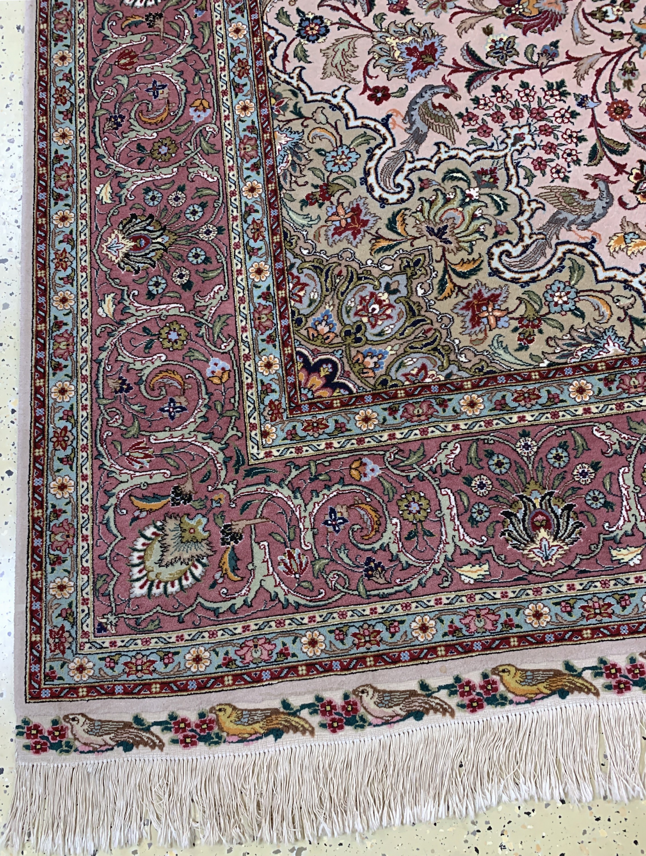 Detail c: Täbriz fein(50 Raj), Persien, Mitte 20.Jhd,Korkwolle mit Seide, ca. 307 x 202 cm, ca. 500.000 Kn/qm, EHZ: 2