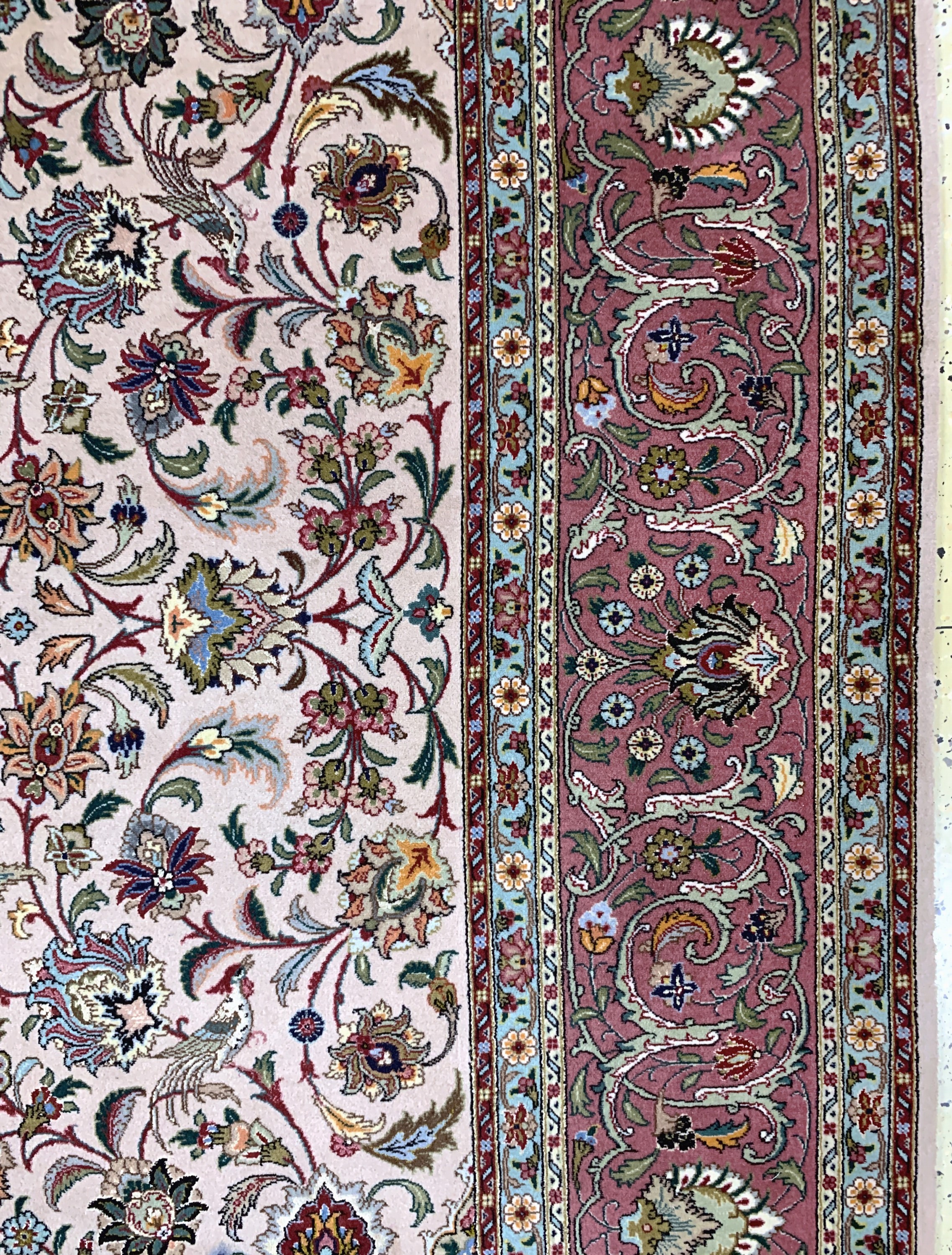 Detail f: Täbriz fein(50 Raj), Persien, Mitte 20.Jhd,Korkwolle mit Seide, ca. 307 x 202 cm, ca. 500.000 Kn/qm, EHZ: 2