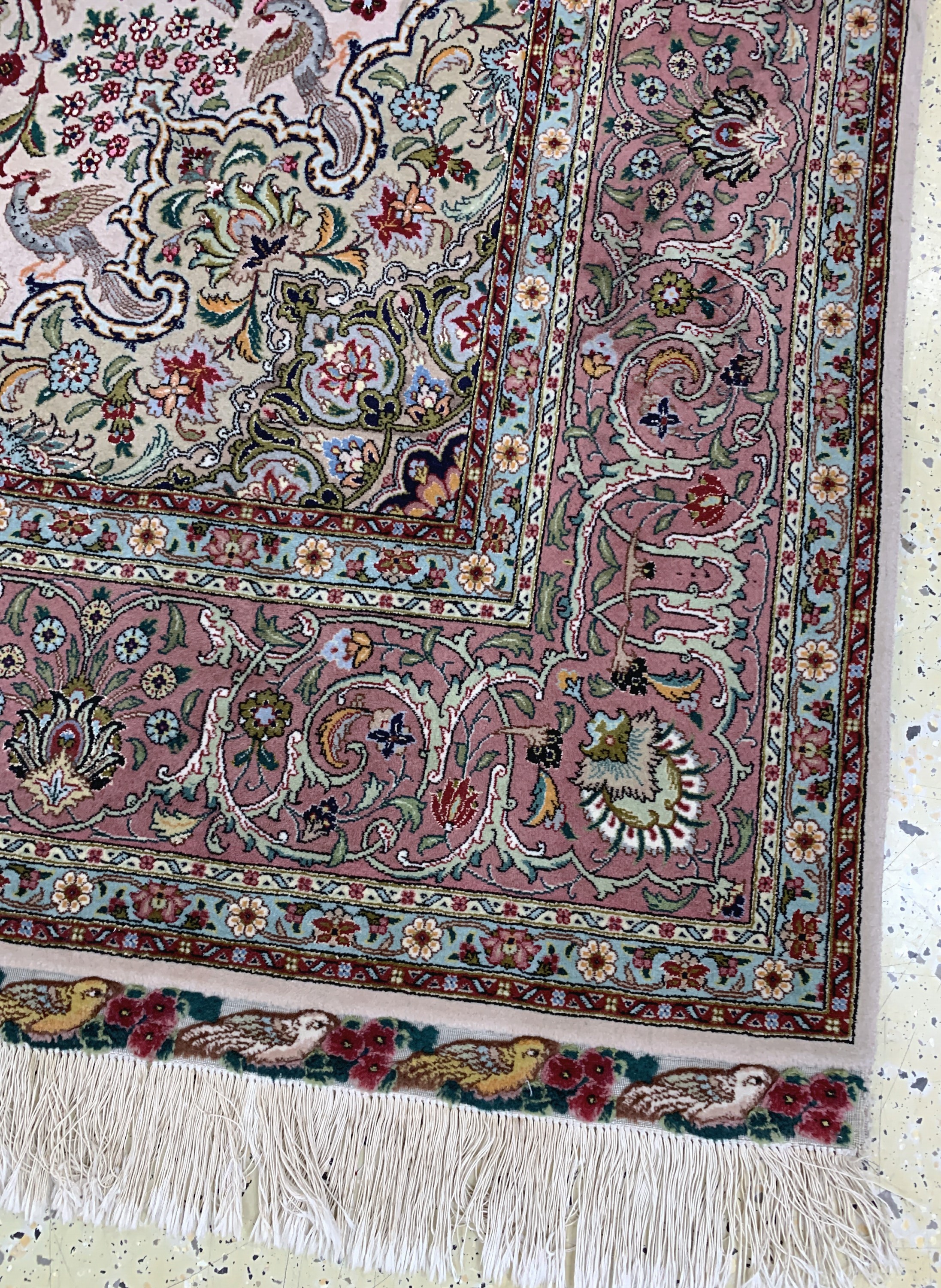 Detail g: Täbriz fein(50 Raj), Persien, Mitte 20.Jhd,Korkwolle mit Seide, ca. 307 x 202 cm, ca. 500.000 Kn/qm, EHZ: 2