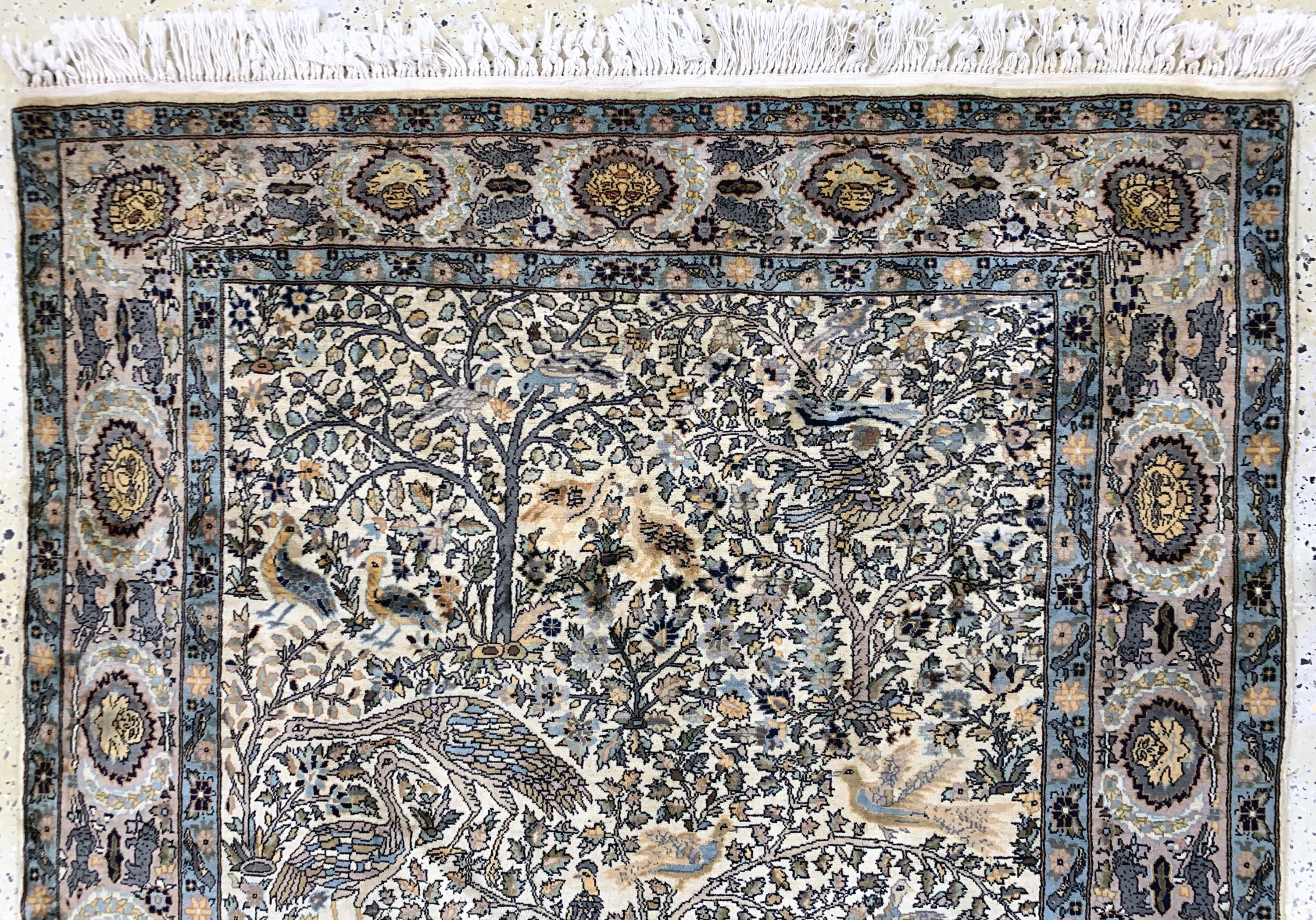 Detail a: Lahor fein, Pakistan, Mitte 20.Jhd, Korkwolle auf Baumwolle, ca. 222 x 139 cm, EHZ: 2