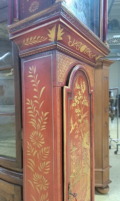 27016906f - Standuhr, England, Ende 18. Jh., einteiliges Holzgehäuse, farblich gefaßt in ...