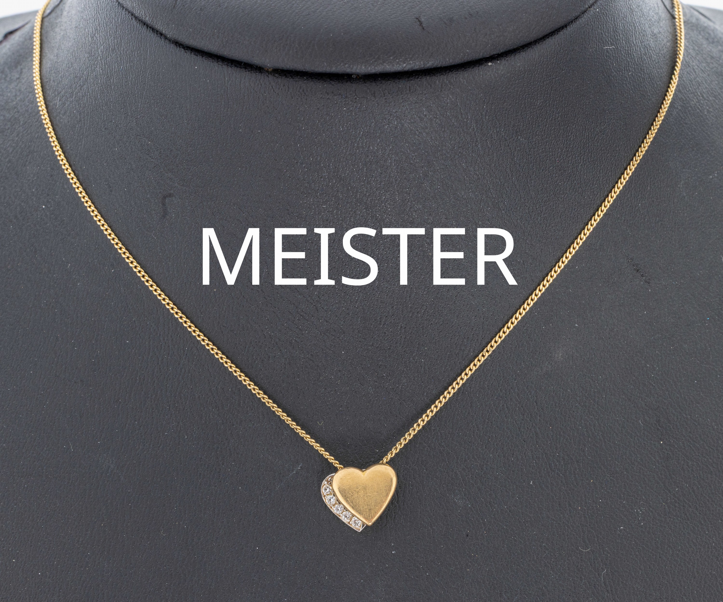 Image 27017068 - 14 kt Gold Brillant-Herzanhänger, GG/WG 585/000, Doppelherz, in WG gefasst mit 5 ...