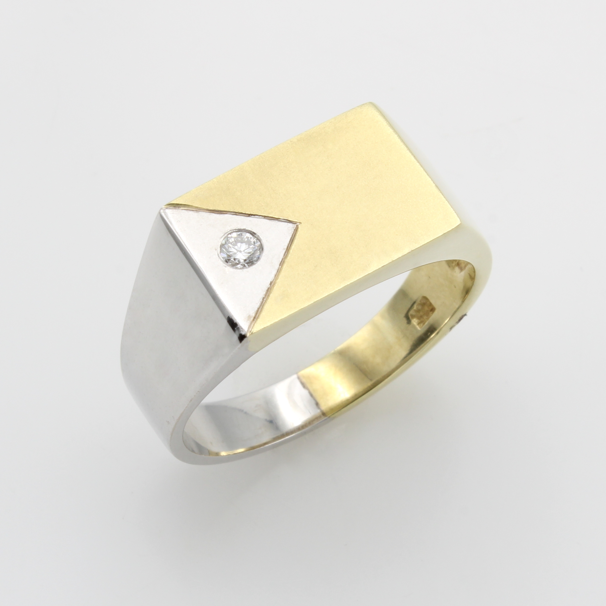 Image 27017069 - Herrenring mit Brillant, WG/GG 585/000, Brill. ca. 0.05 ct Weiß/si, RW ca. 62 ...