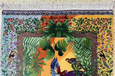 27017024a - Ghom Seide fein Persien, signiert´Bahrami´,Ende 20.Jhd, reine Naturseide, ca. 150 x 98 ...