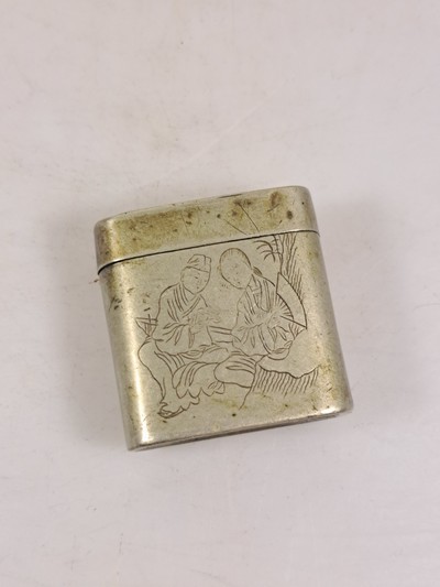 27017044d - Opiumdose, Tintendose und Deckeldose aus China, Metall versilbert, z.T. mit ...