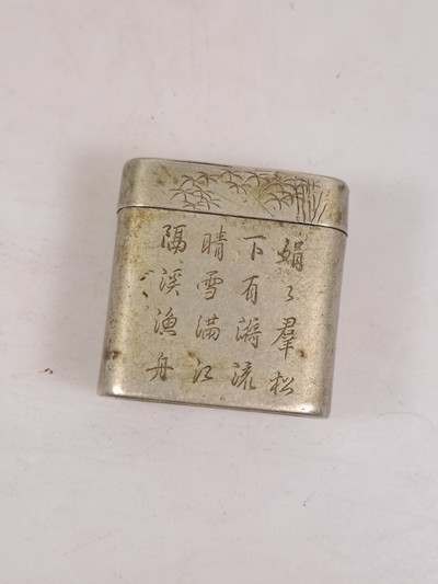 27017044f - Opiumdose, Tintendose und Deckeldose aus China, Metall versilbert, z.T. mit ...