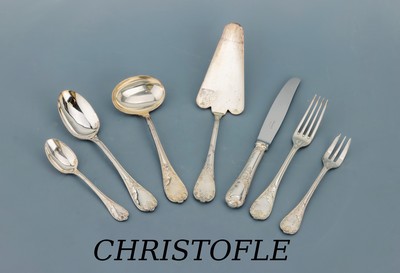 Image 32-teiliges CHRISTOFLE Besteck, Model Marly, versilbert, best. aus: 6 Menuemesser, 6 ...