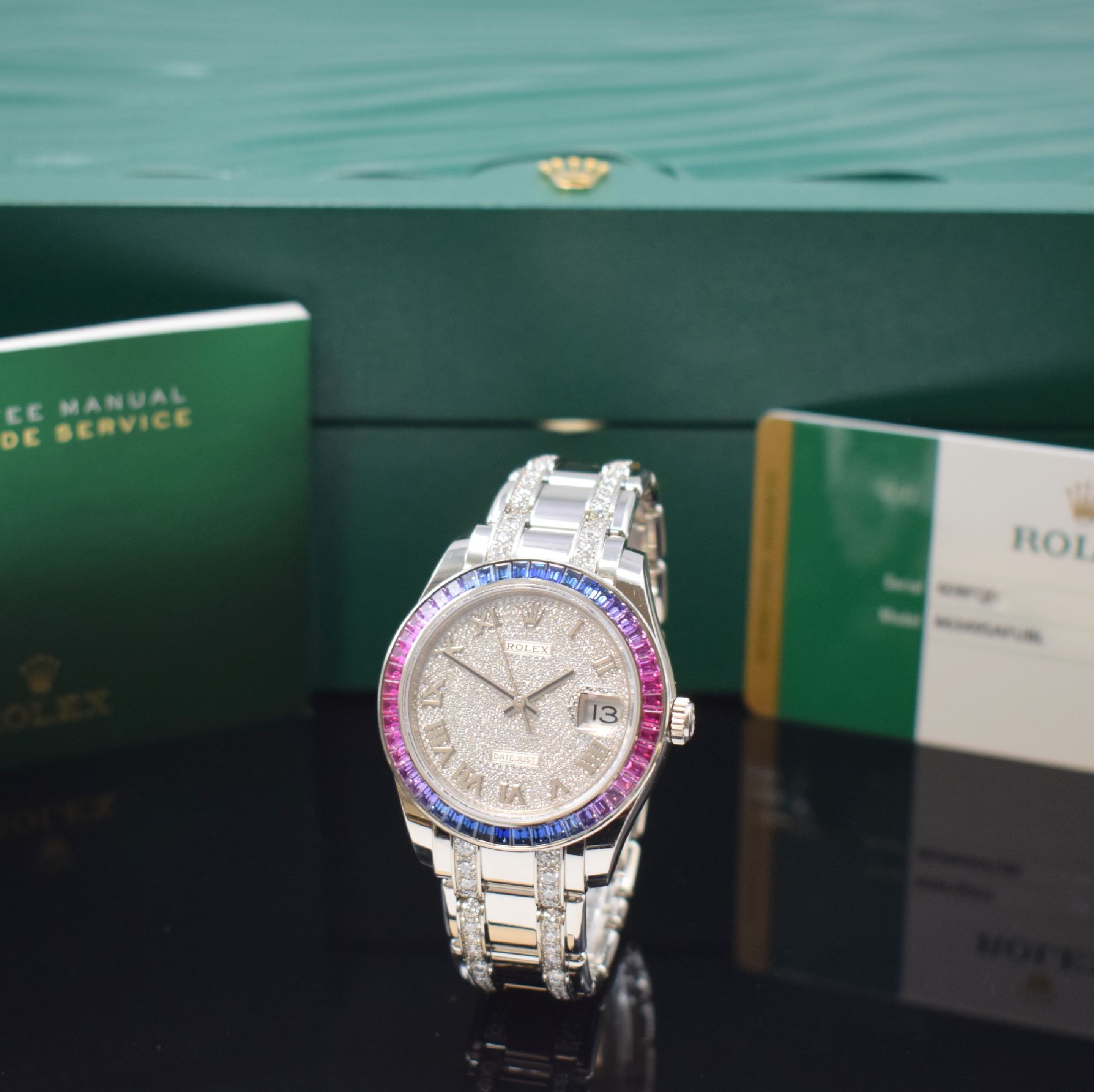 Image 27017145 - ROLEX seltene Armbanduhr Datejust Pearlmaster in WG 750/000 mit original Steinbesatz ...
