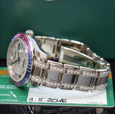 27017145f - ROLEX seltene Armbanduhr Datejust Pearlmaster in WG 750/000 mit original Steinbesatz ...