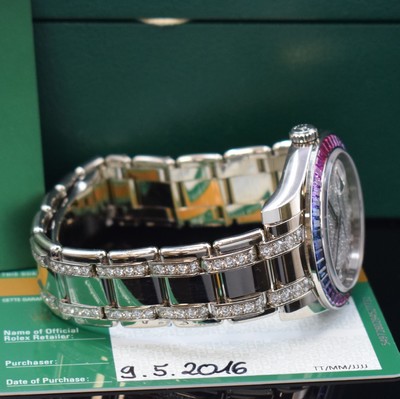 27017145g - ROLEX seltene Armbanduhr Datejust Pearlmaster in WG 750/000 mit original Steinbesatz ...