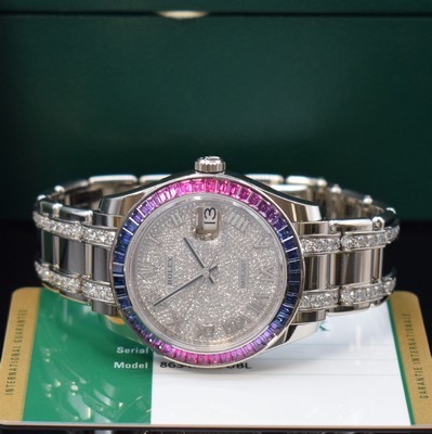 27017145h - ROLEX seltene Armbanduhr Datejust Pearlmaster in WG 750/000 mit original Steinbesatz ...