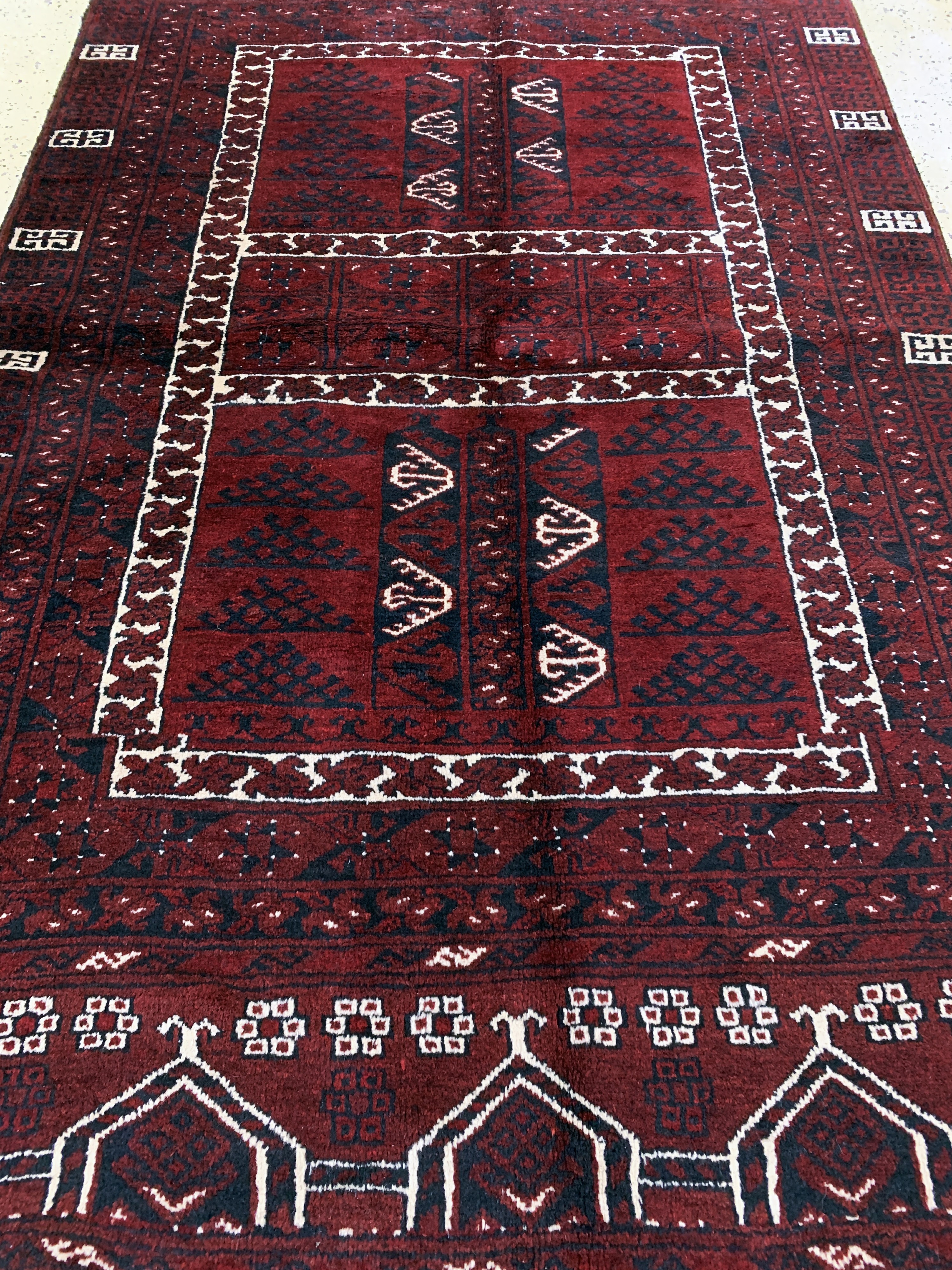 Detail e: Ersari"Engsi", Afghanistan, Ende 20.Jhd, Wolle auf Wolle, ca. 230 x 144 cm, gereinigt, EHZ: 2