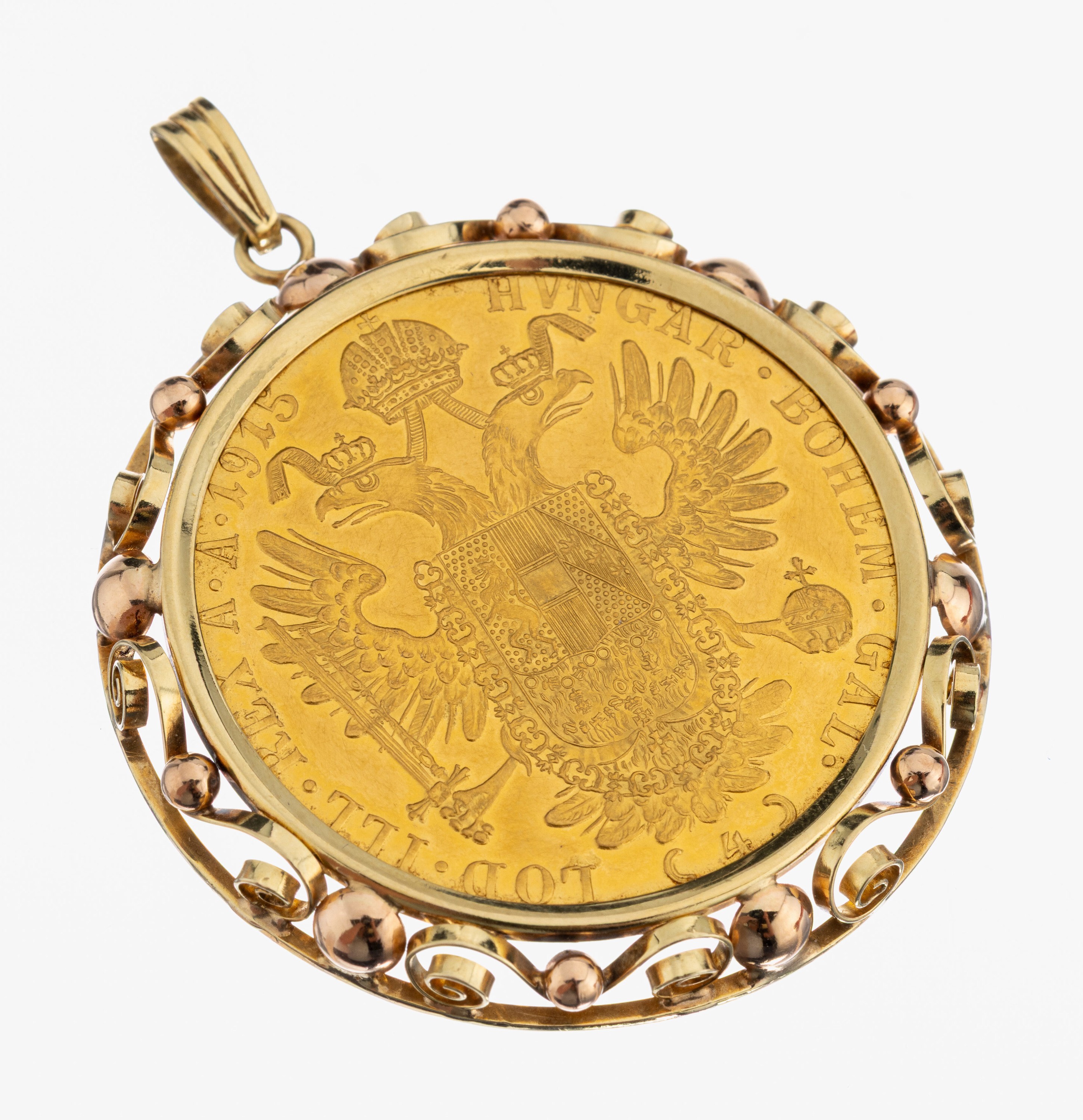 Image 27017345 - 14 kt Gold Münzanhänger, GG/RG 585/000, Münzeinlage: 4 Dukaten, Österreich-Ungarn, ...