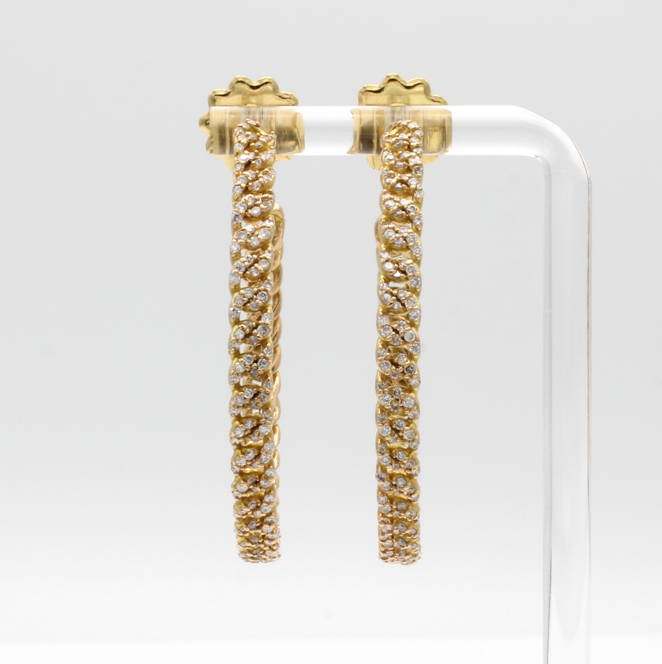 Image 27017357 - Paar Steckcreolen mit Brillanten, RG 750/000, Gliedermuster, Brill. 2.75 ct Weiß-l.get. ...