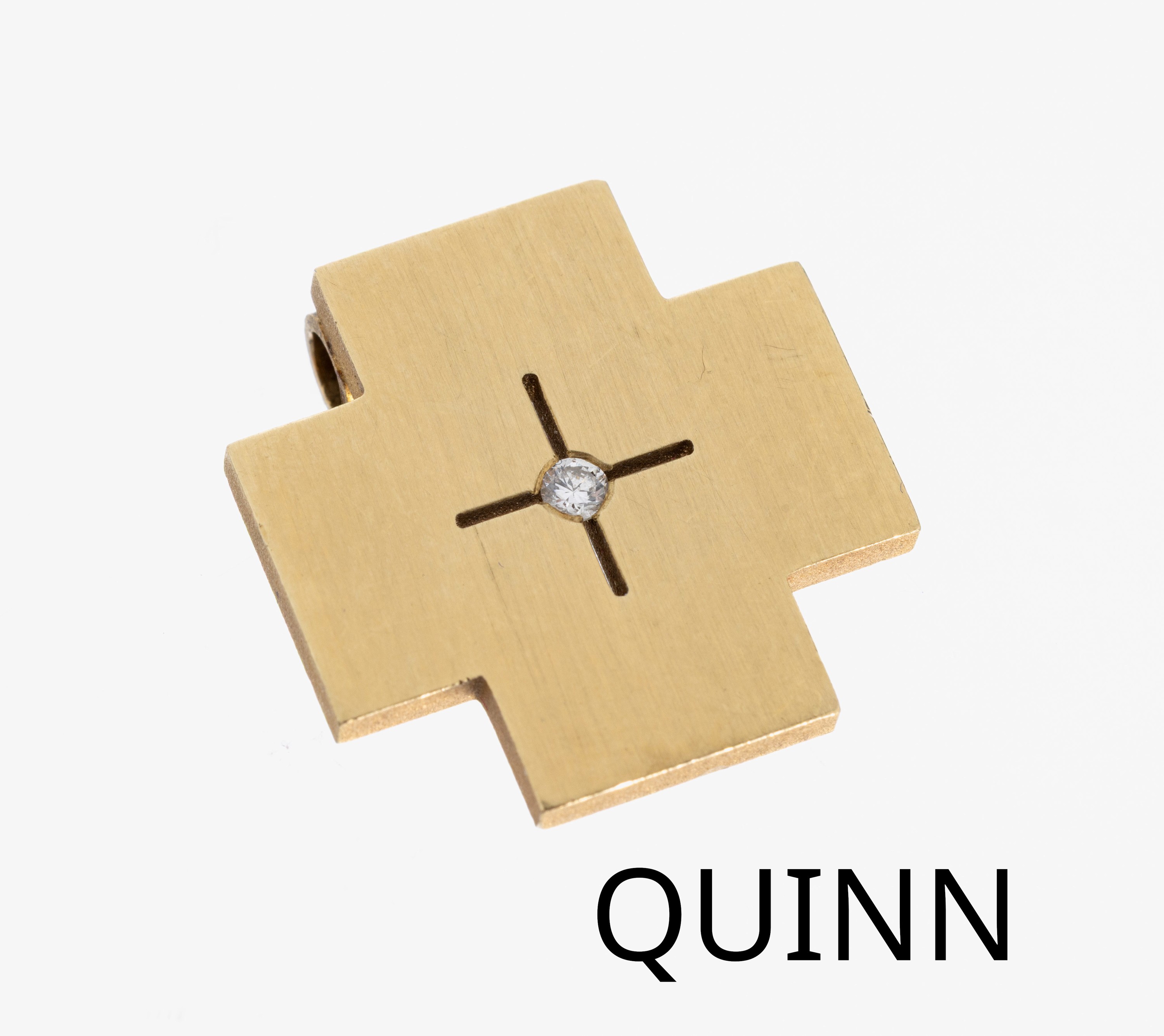 Image 27017442 - 14 kt Gold QUINN Brillant-Kreuzanhänger, GG585/000, fein sat., Brillant ca. 0.04 ct ...