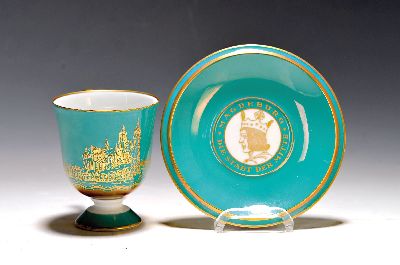 Image Tasse mit Untertasse, Rosenthal, Entwurf Albin Müller, Kunstabteilung Selb, Magdeburg, ...