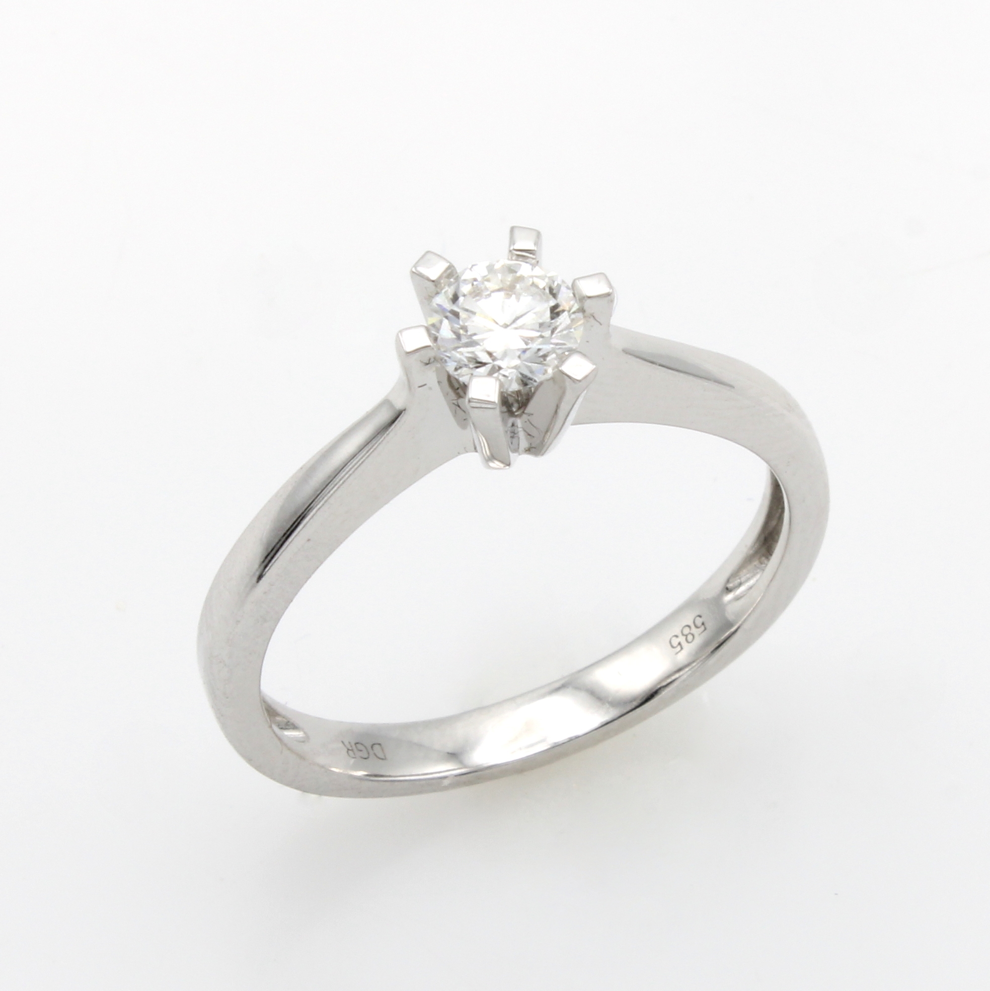 Image 27017536 - Ring mit Brillantsolitär, WG 585/000, Brill.in breiter Krappenfassung ca. 0.40 ct ...
