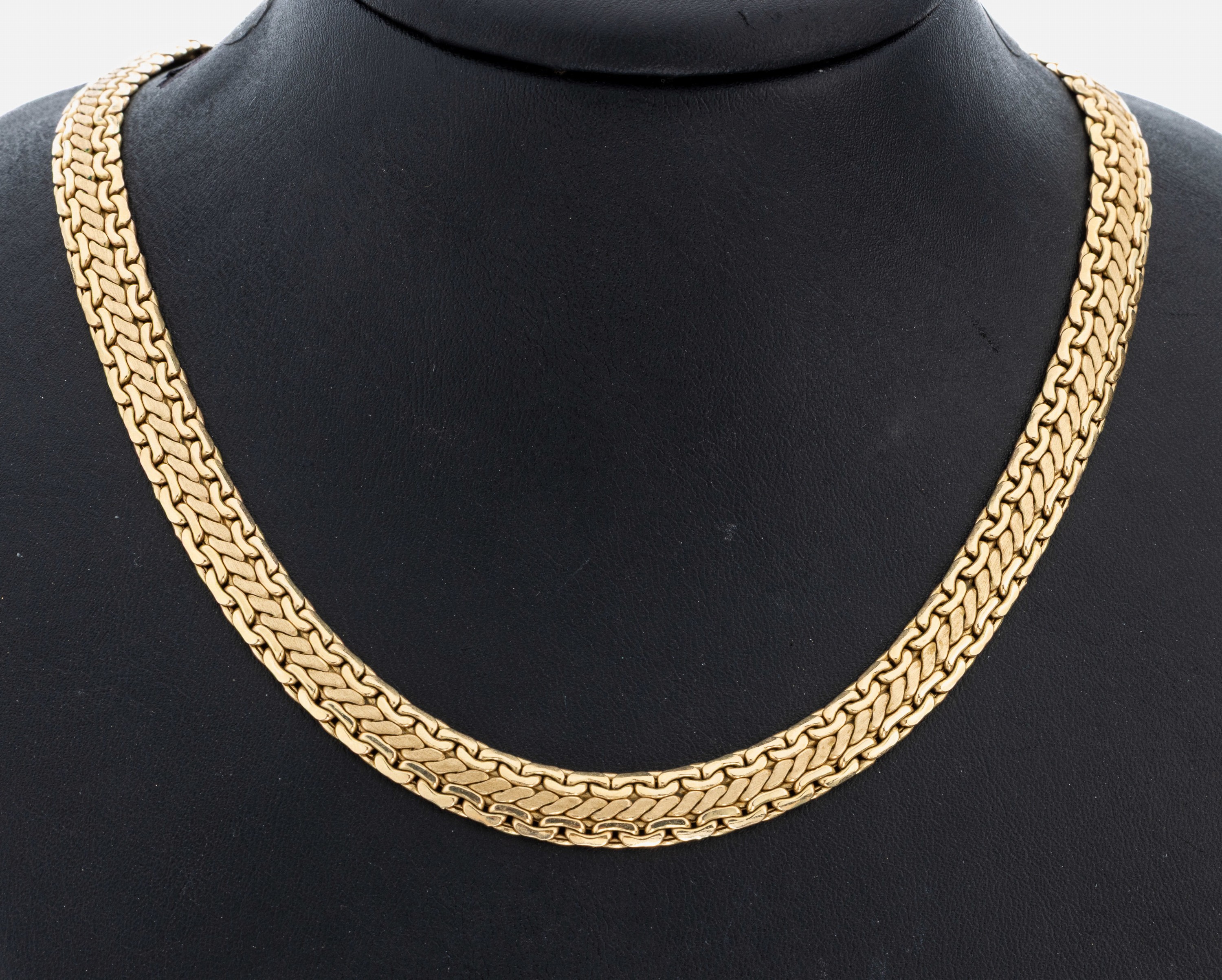 14 kt Gold Collier, GG 585/000, L. ca. 45 cm, Kastenschloss mit Sicherheitsacht, ca. 25.3 g