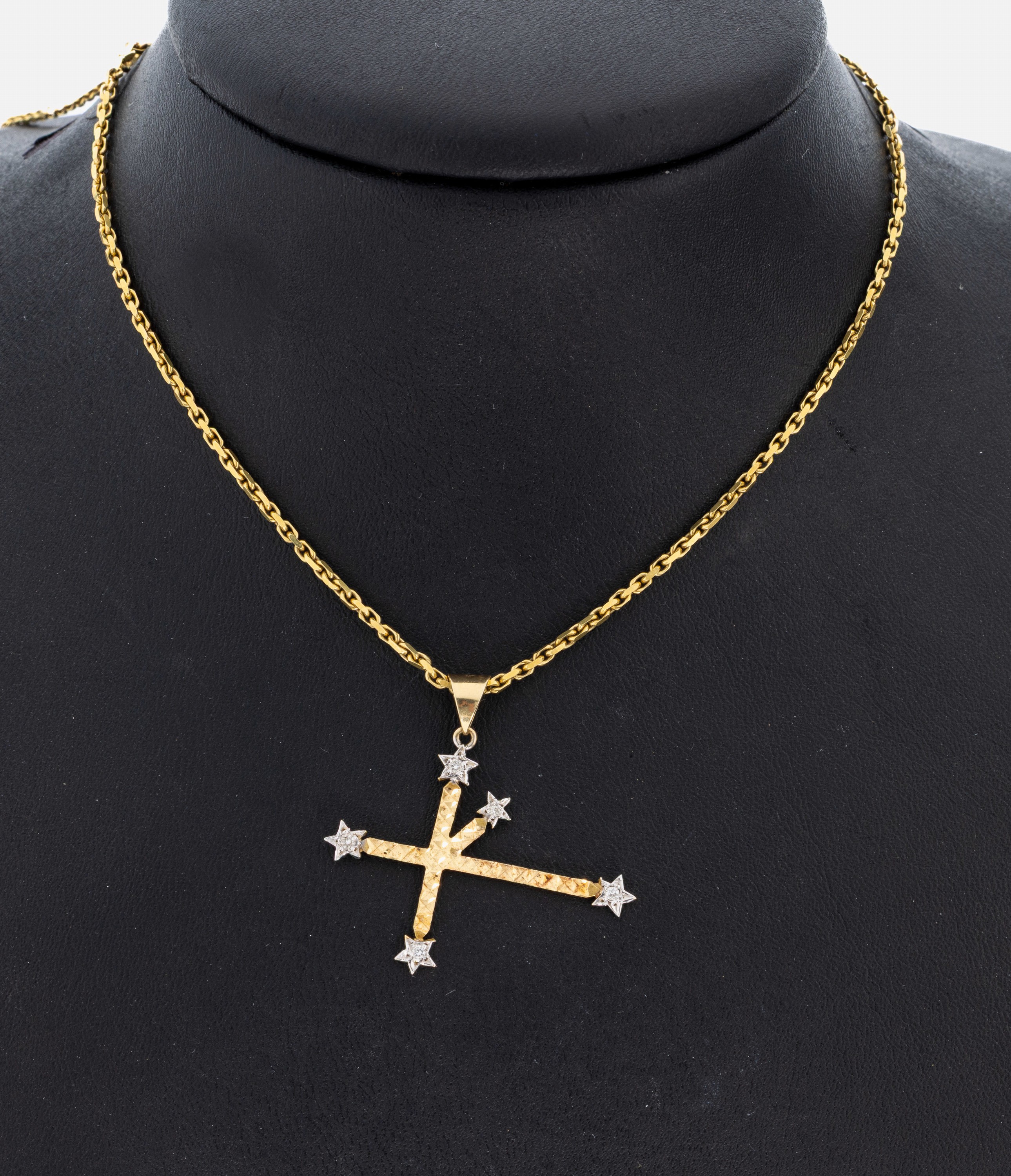 Image 27017956 - 14 kt Gold Diamant-Kreuzanhänger, GG/WG 585/000, 5 8/8-Diamanten zus. ca. 0.05 ct ...