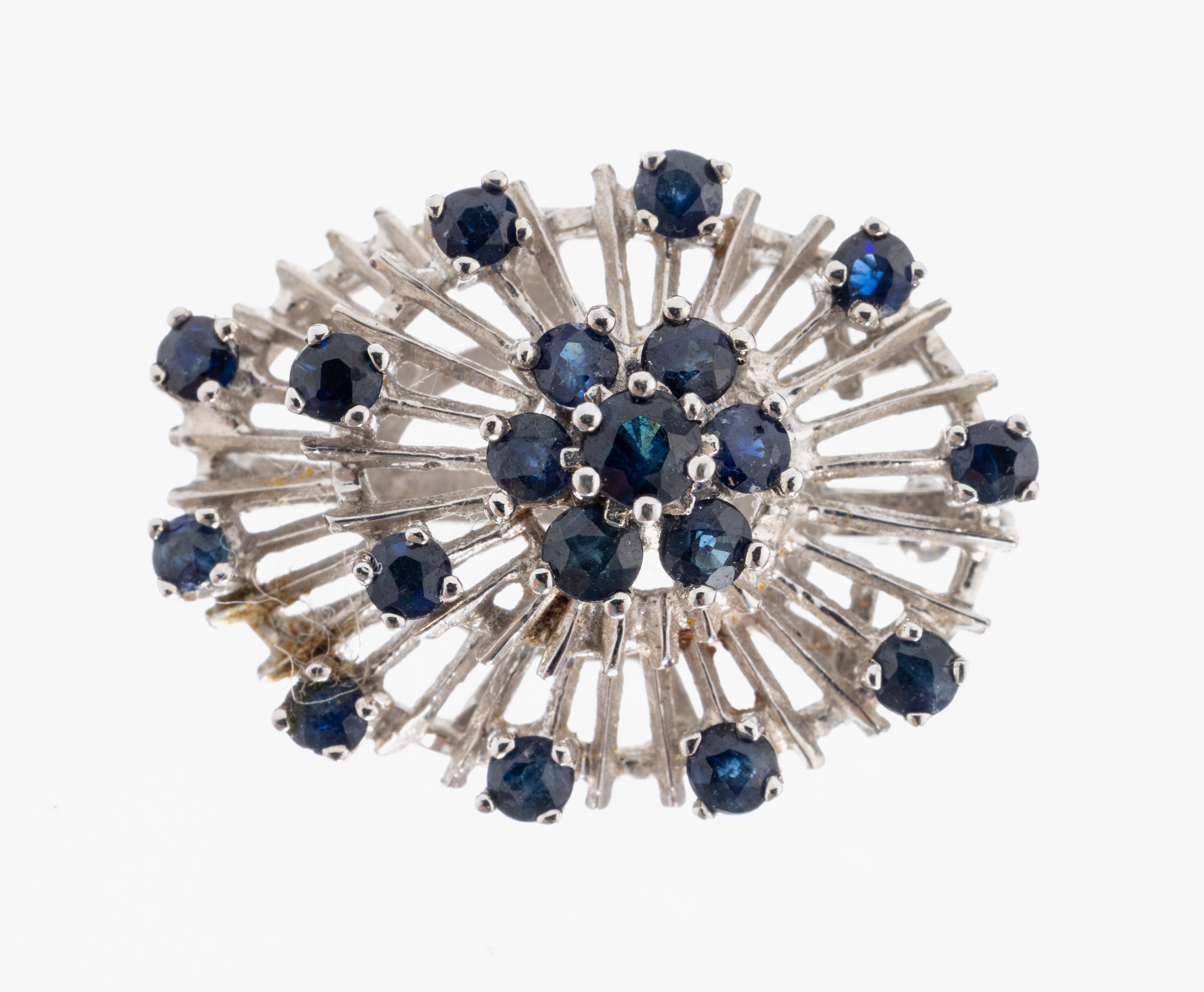 Image 27017962 - 14 kt Gold Saphir-Kettenclip, WG 585/000, 18 rundfacett. Saphire zus. ca. 0.90 ct, ca. ...