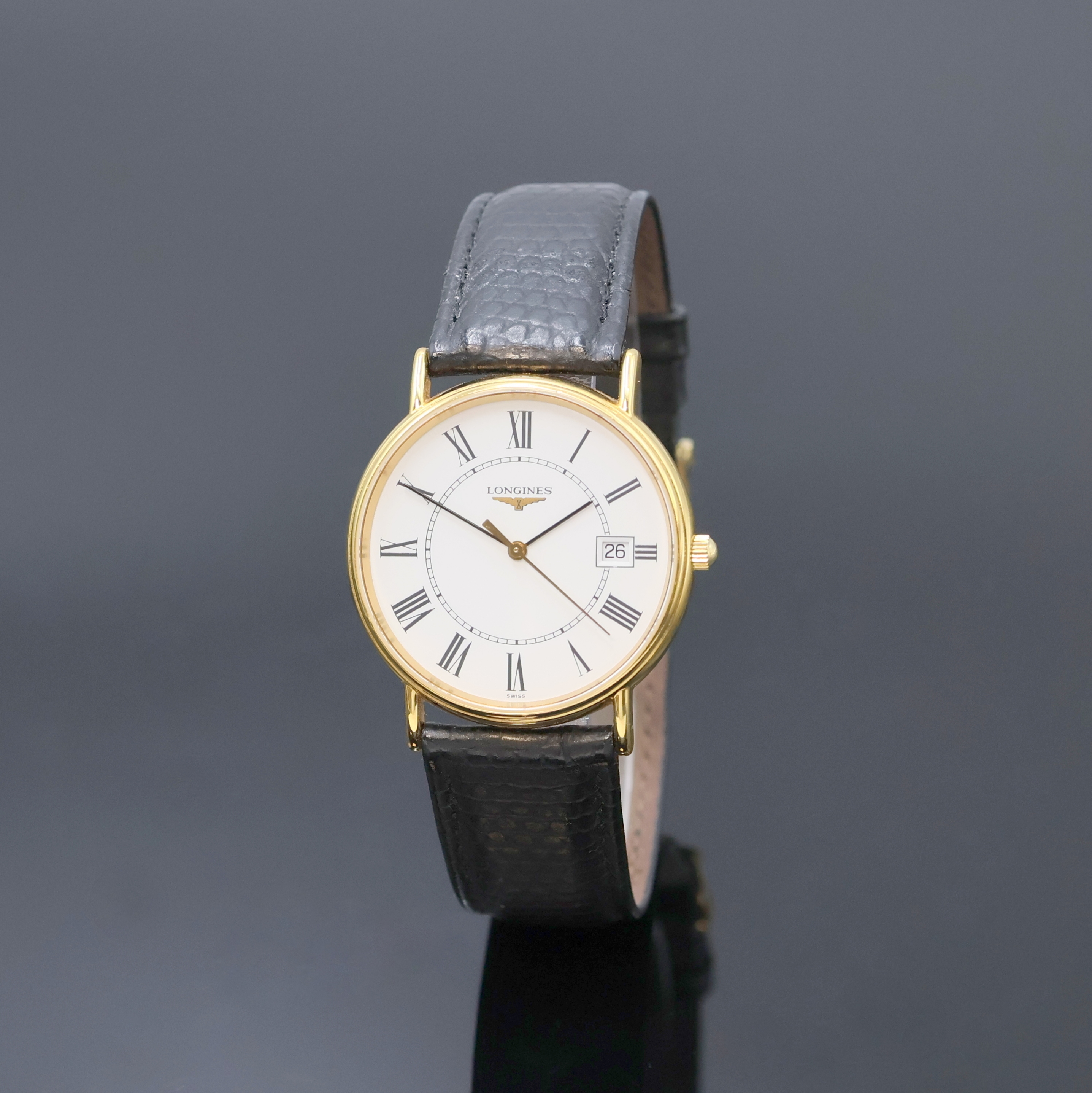 Image 27017975 - LONGINES vergoldete Armbanduhr Referenz L4.636.2, Schweiz um 2000, quarz, Edelstahlboden ...