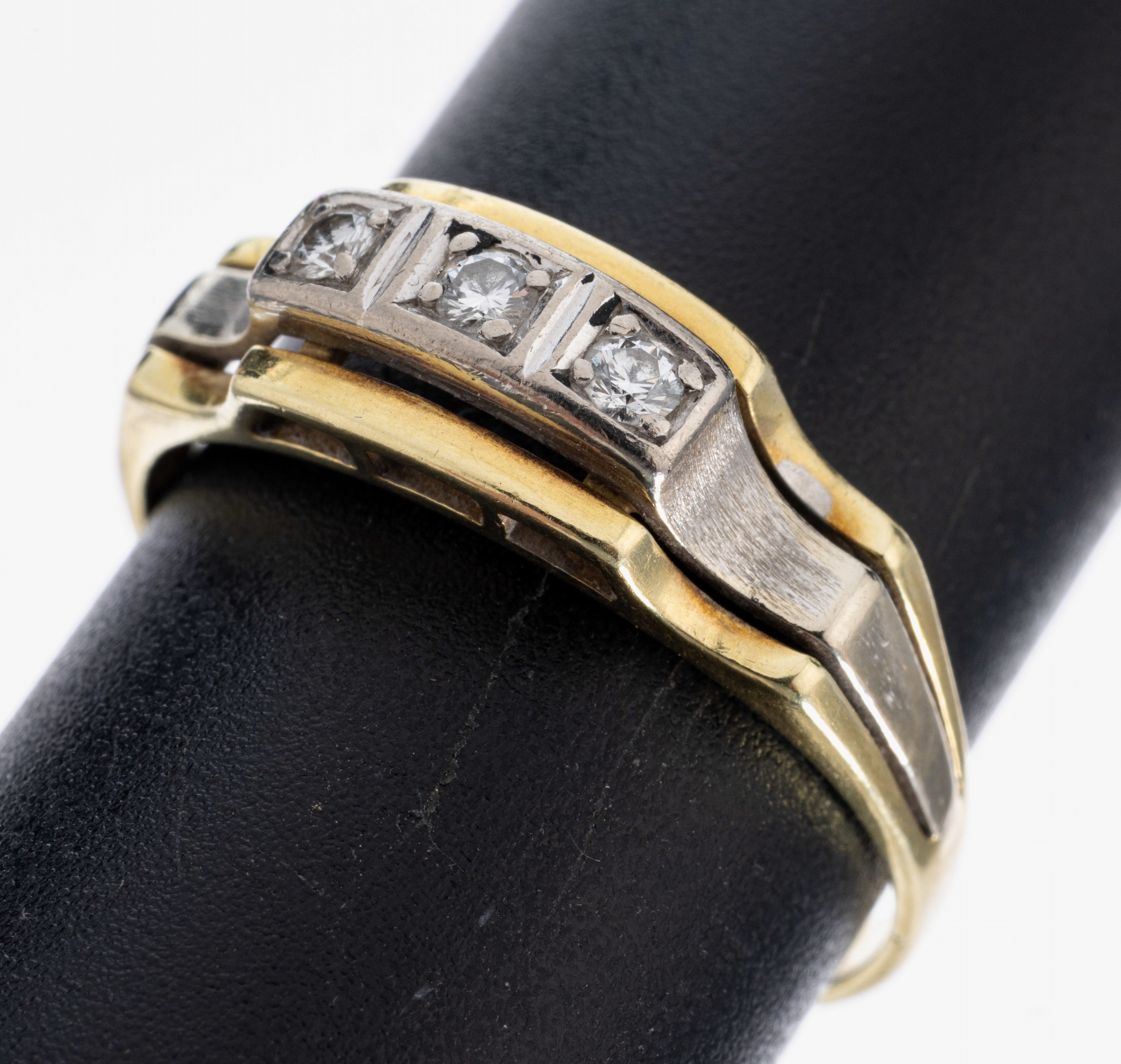 Image 27017985 - 14 kt Gold Brillant-Ring, GG/WG 585/000, 3 Brillanten zus. ca. 0.09 ct Weiß/si, RW 61, ...