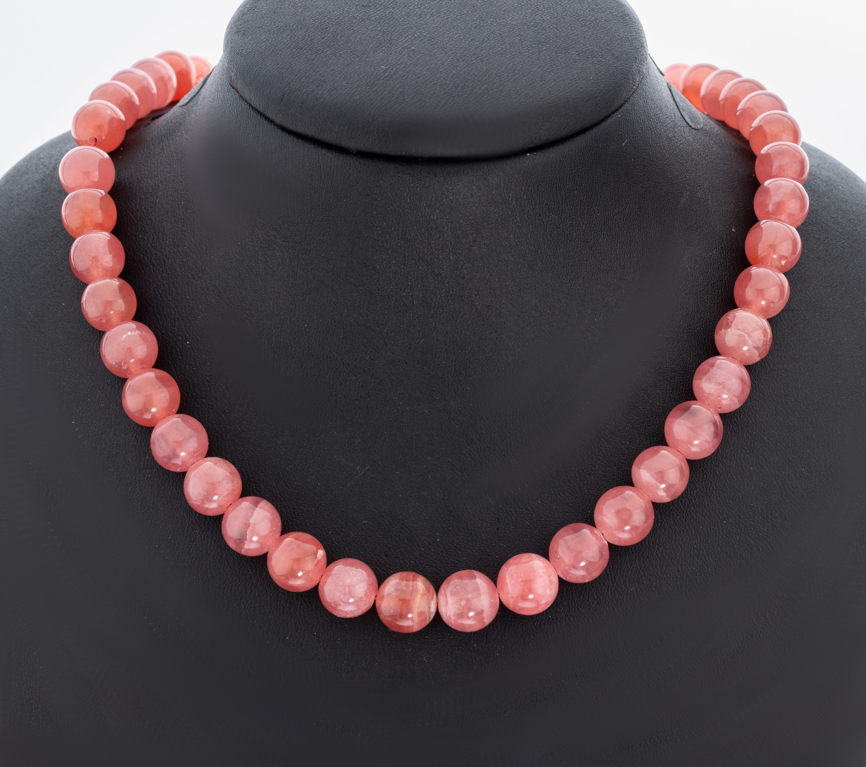 Image 27018015 - Rhodochrosit-Collier, rötliche Rhodochrosit-Kugeln, D. ca. 9.5 mm, Schließe Metall, ...